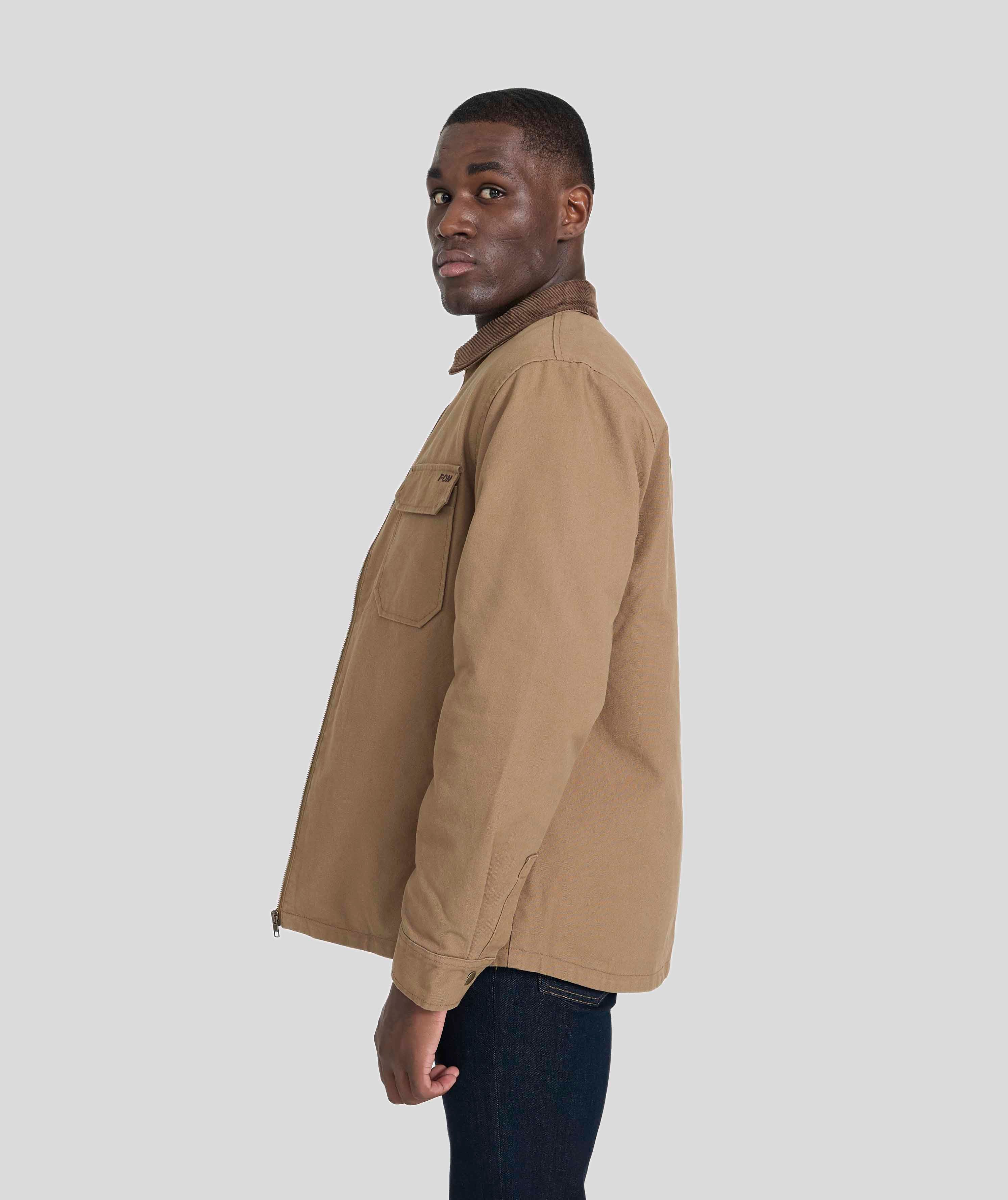 Mens Cotton Zip Through Jacket - Mocha