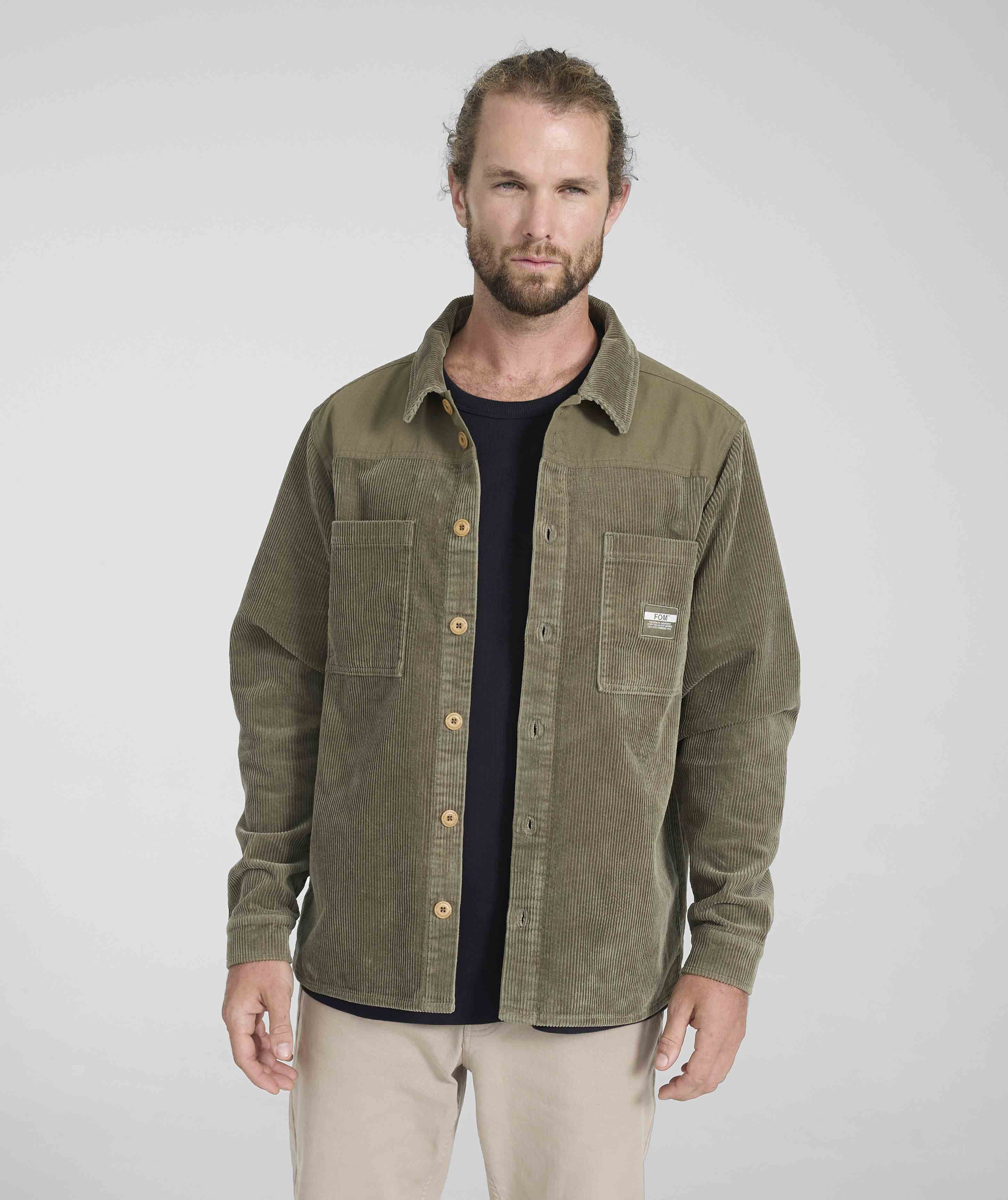 Mens Corduroy Overshirt - Olive Green
