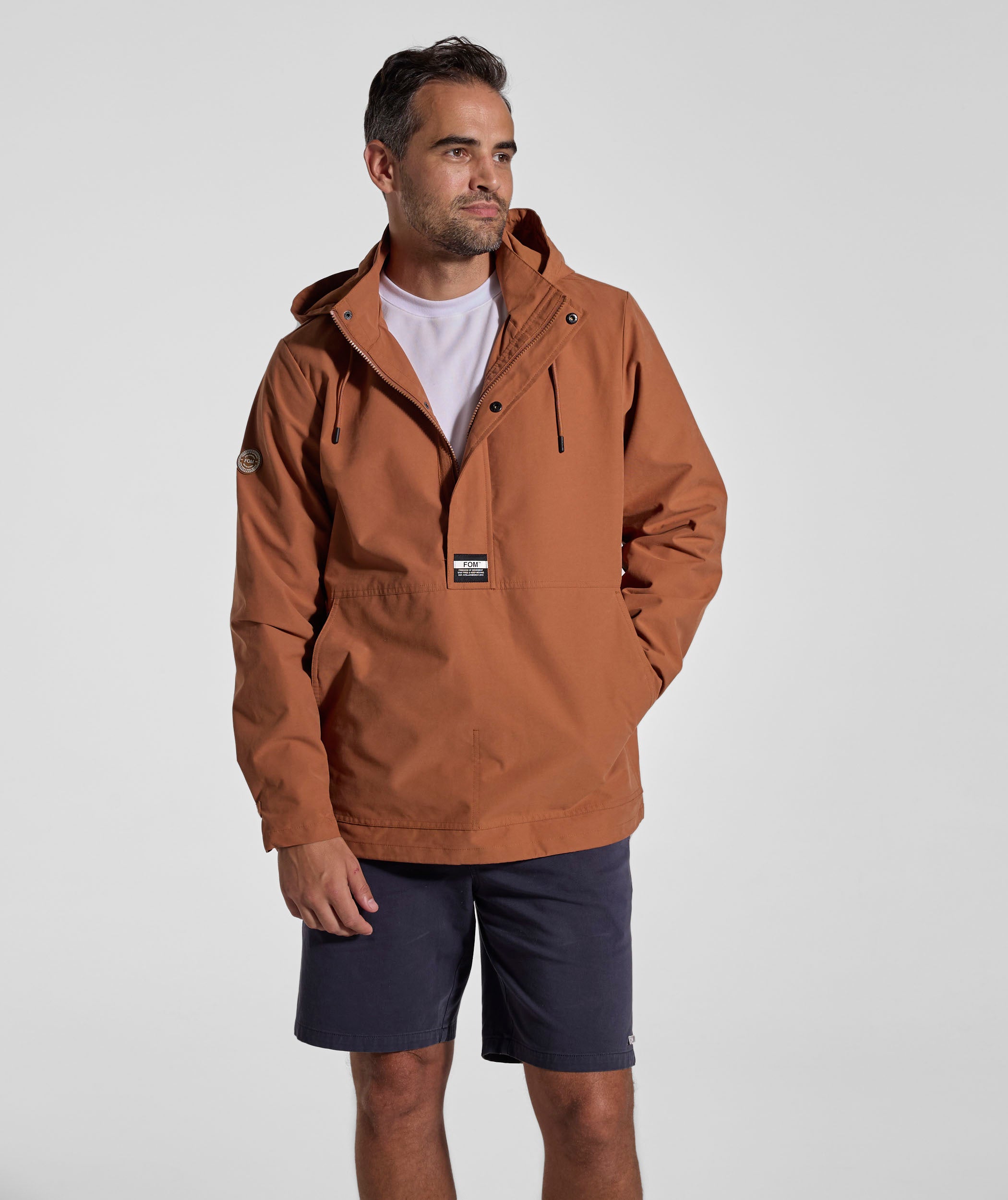 Mens Cotton Blend Anorak - Clay
