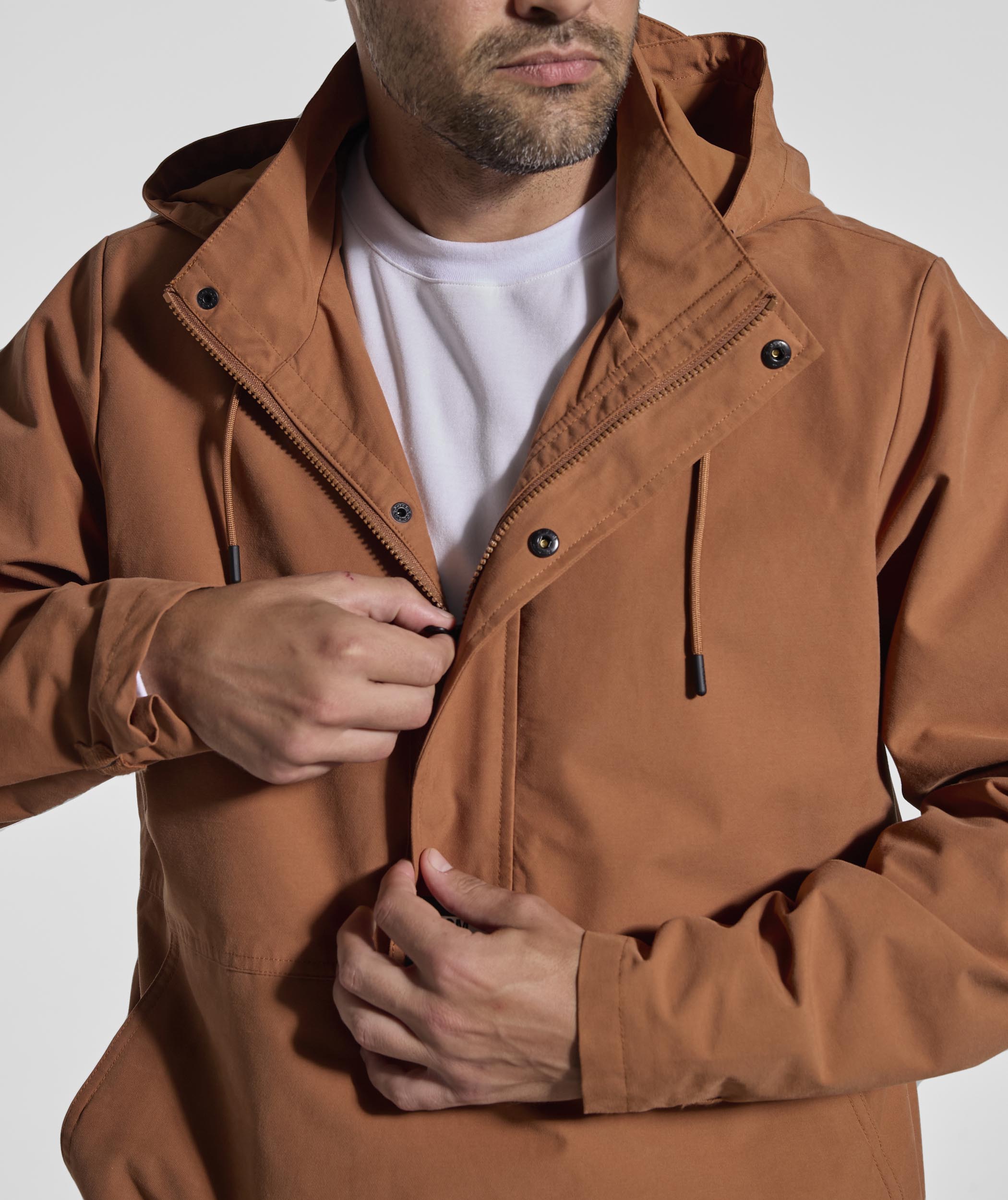 Mens Cotton Blend Anorak - Clay