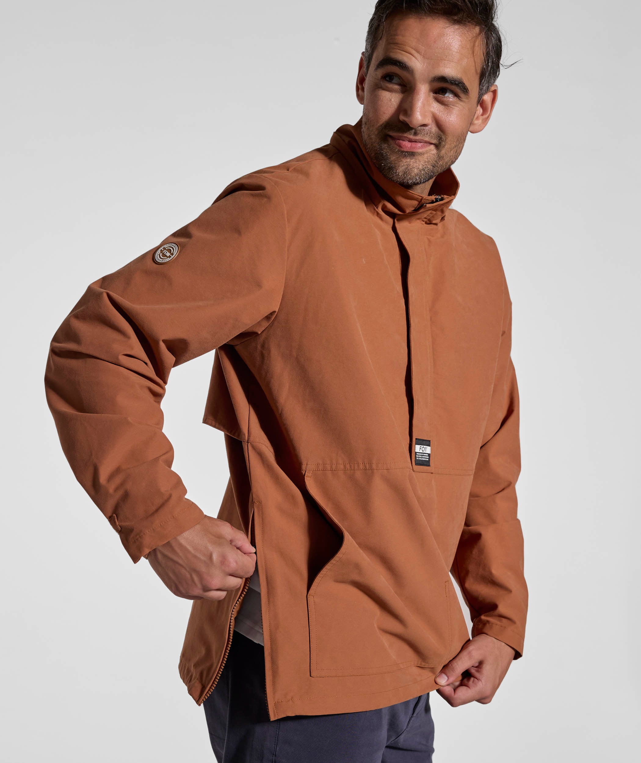 Mens Cotton Blend Anorak - Clay