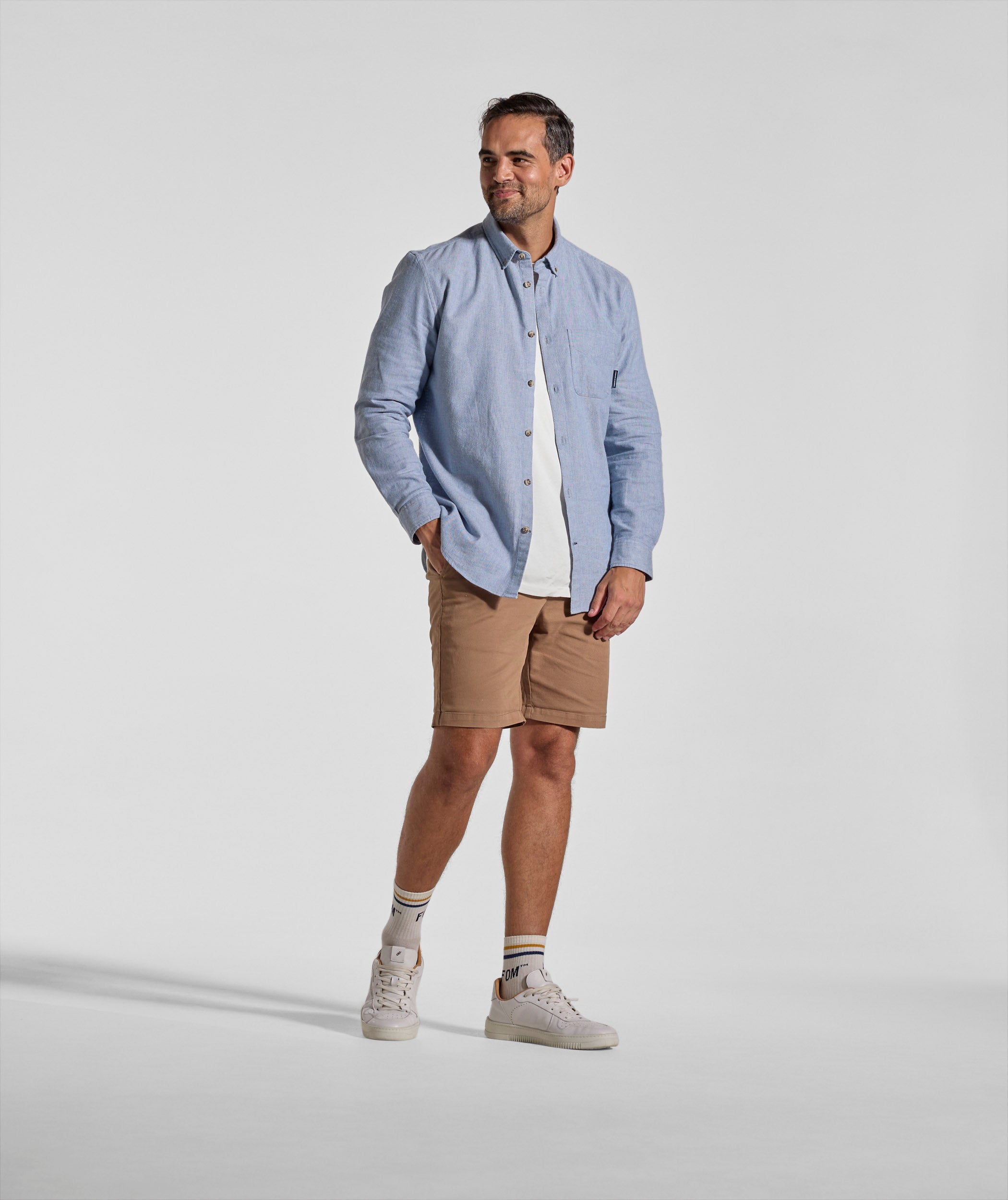 Mens Cotton Blend Shirt - Blue