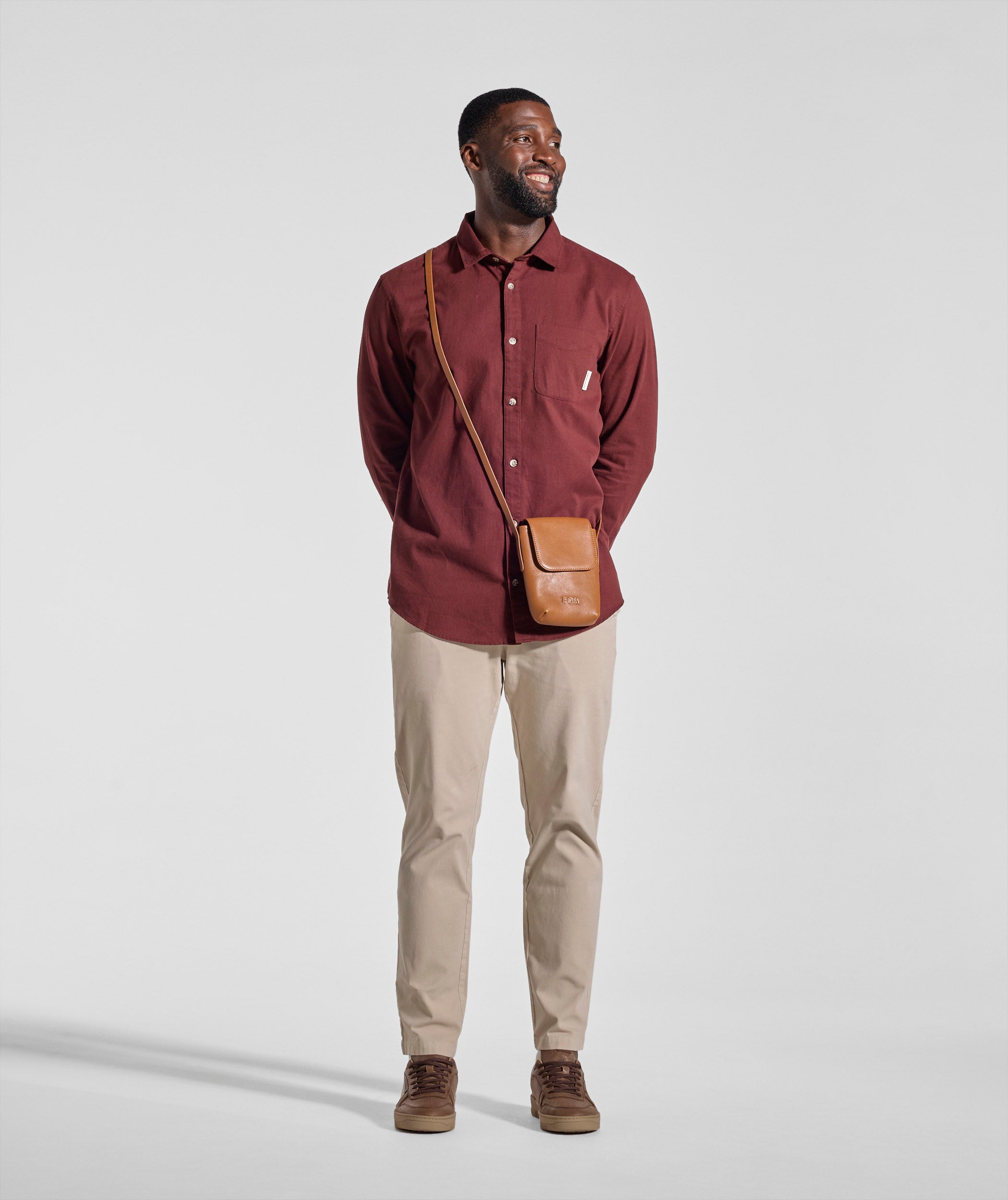 Mens Cotton Textured Shirt - Burgundy