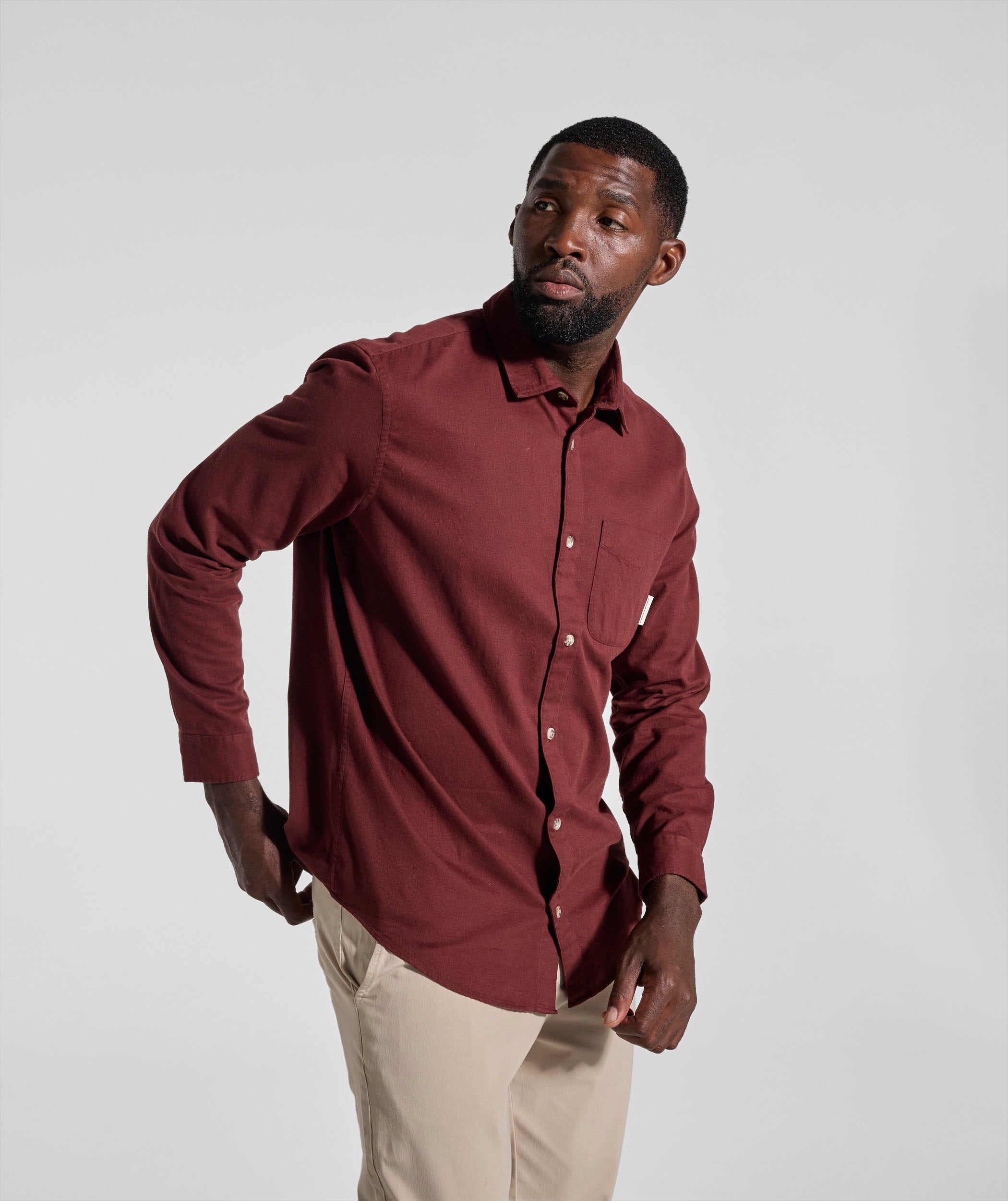Mens Cotton Textured Shirt - Burgundy