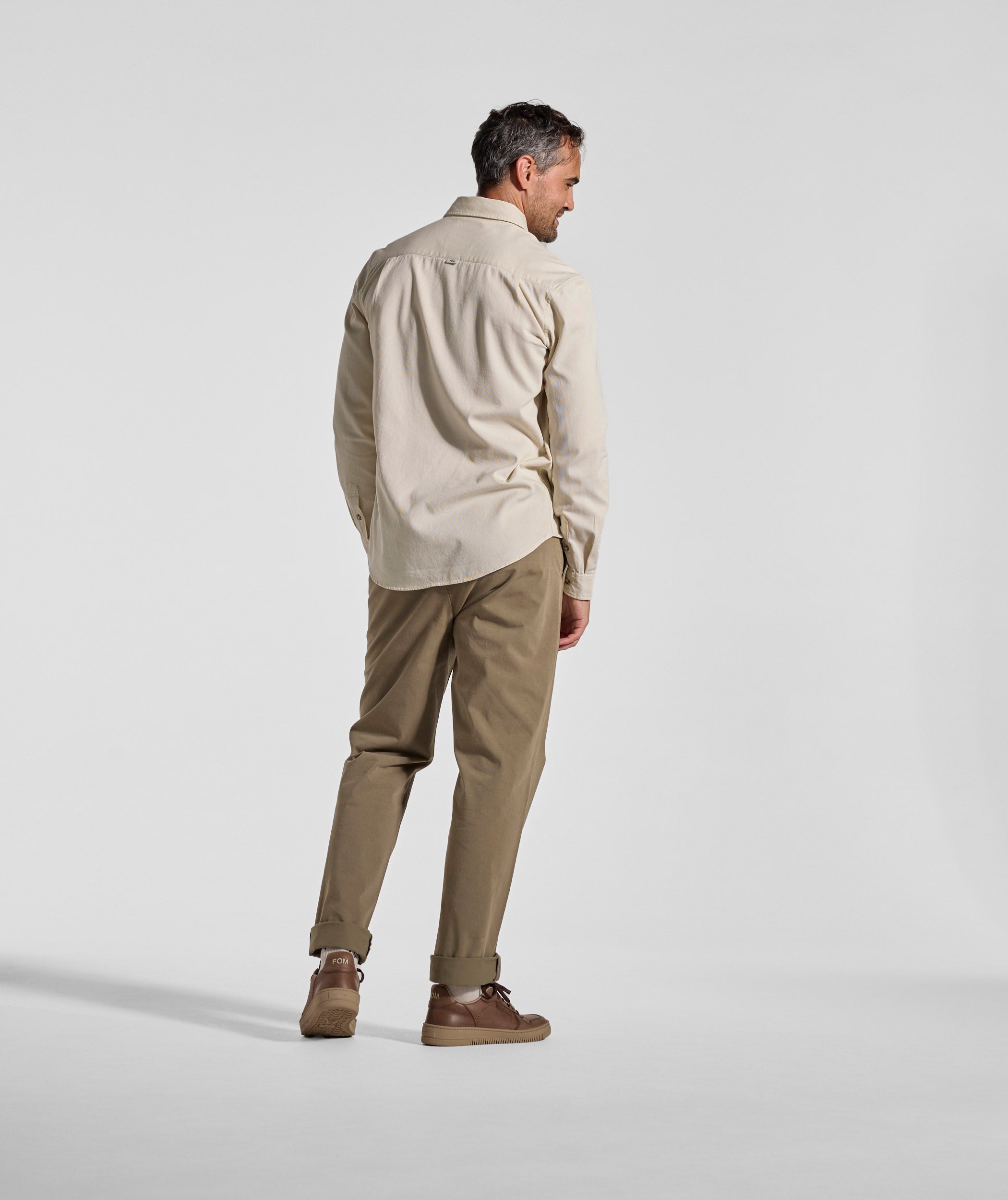 Mens Cotton Textured Shirt - Ecru