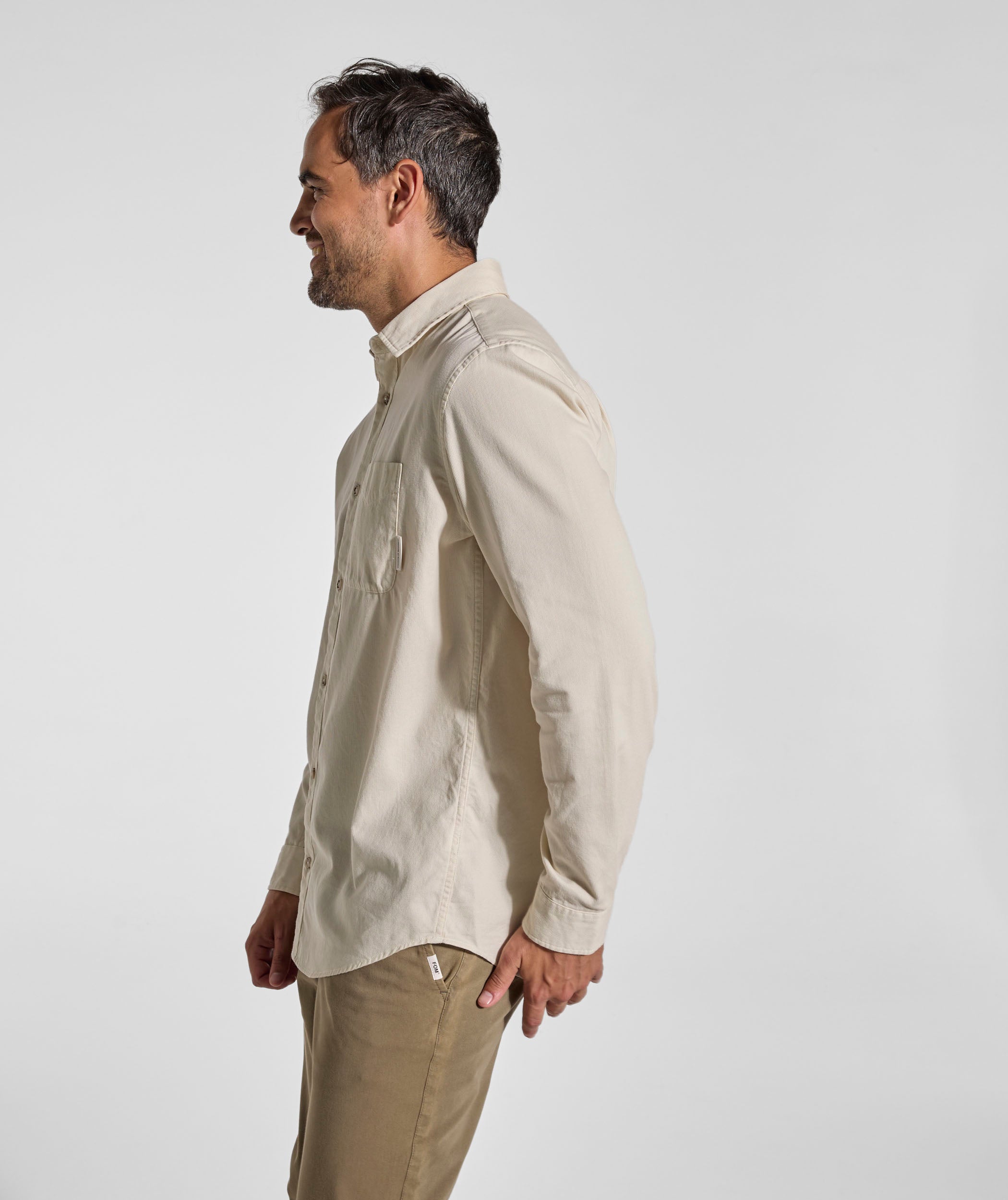 Mens Cotton Textured Shirt - Ecru