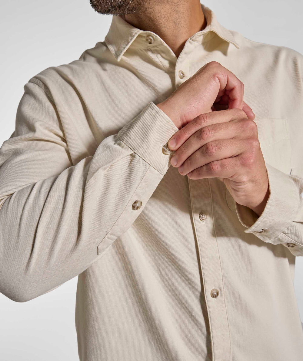 Mens Cotton Textured Shirt - Ecru