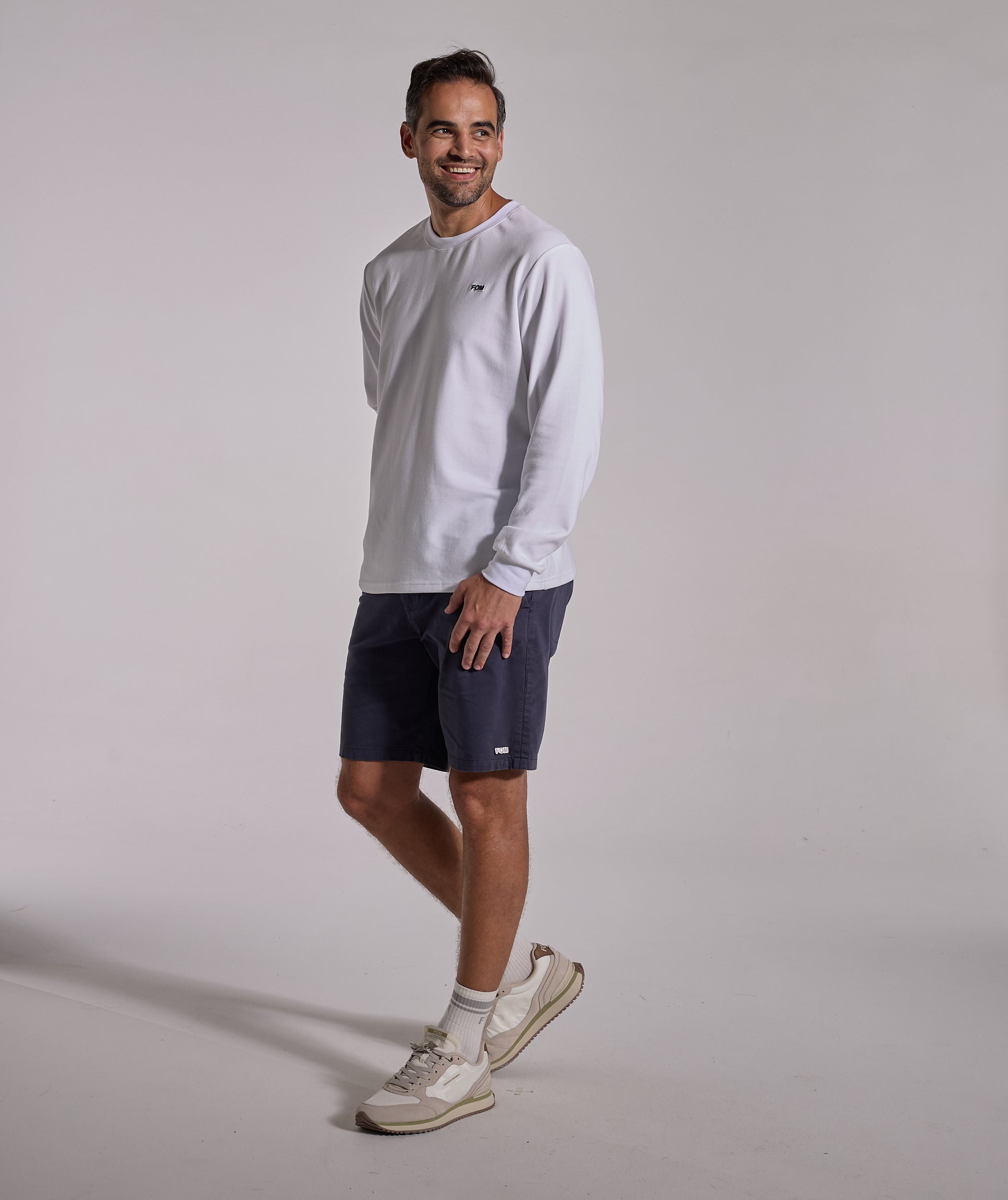 Mens Long Sleeve FreeMotion Graphic Tee - White