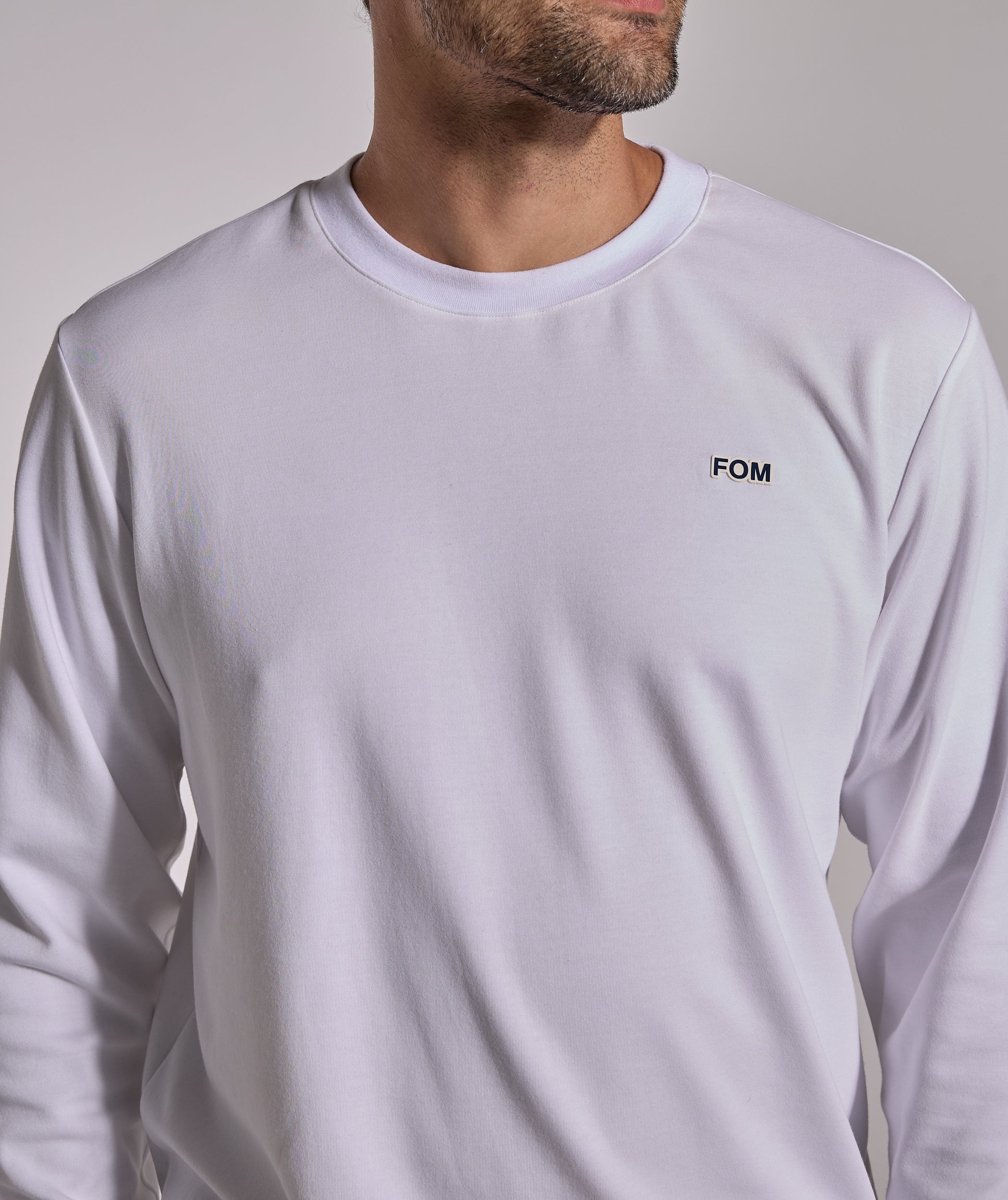 Mens Long Sleeve FreeMotion Graphic Tee - White
