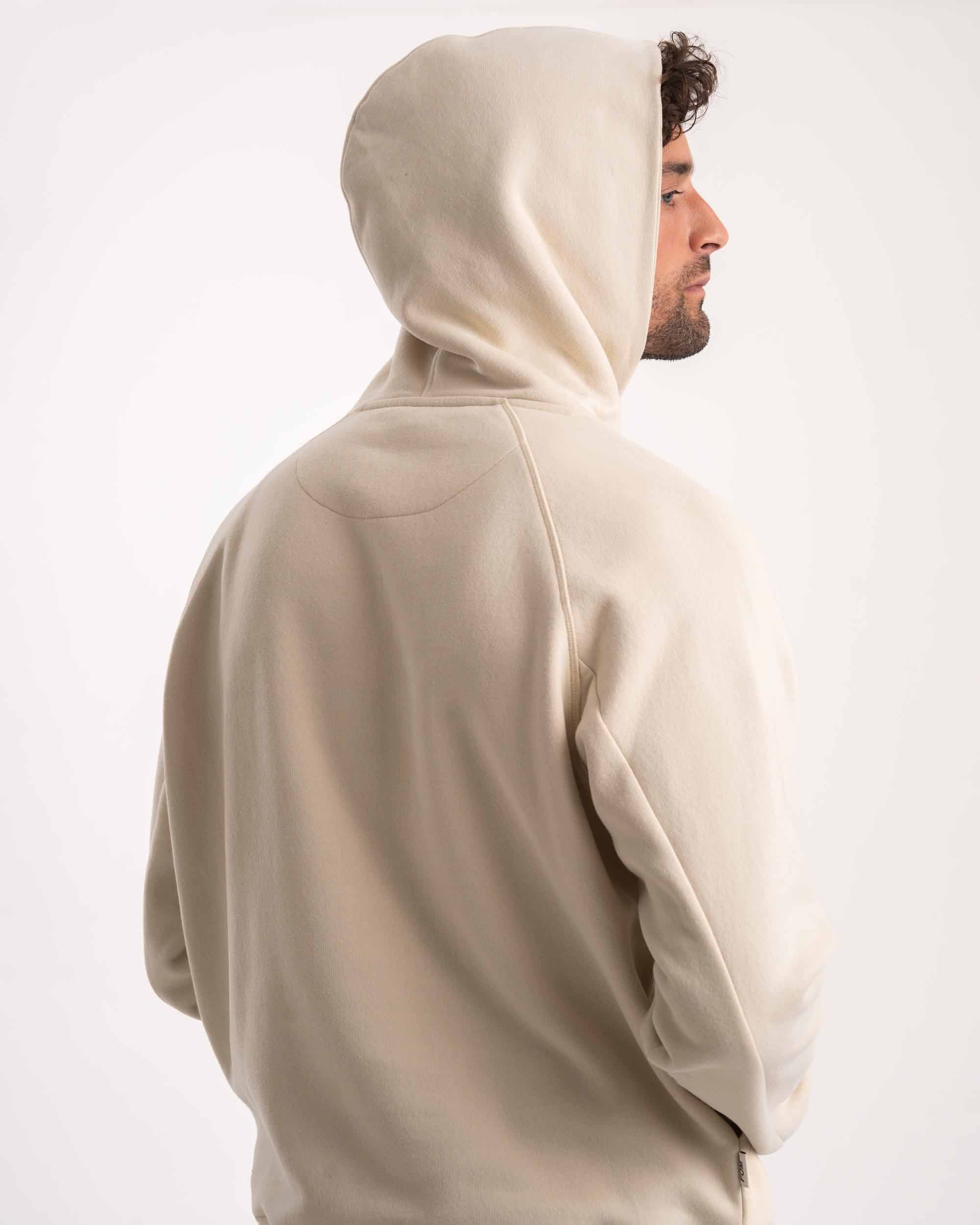 Mens Hoodie Sweater - Ecru