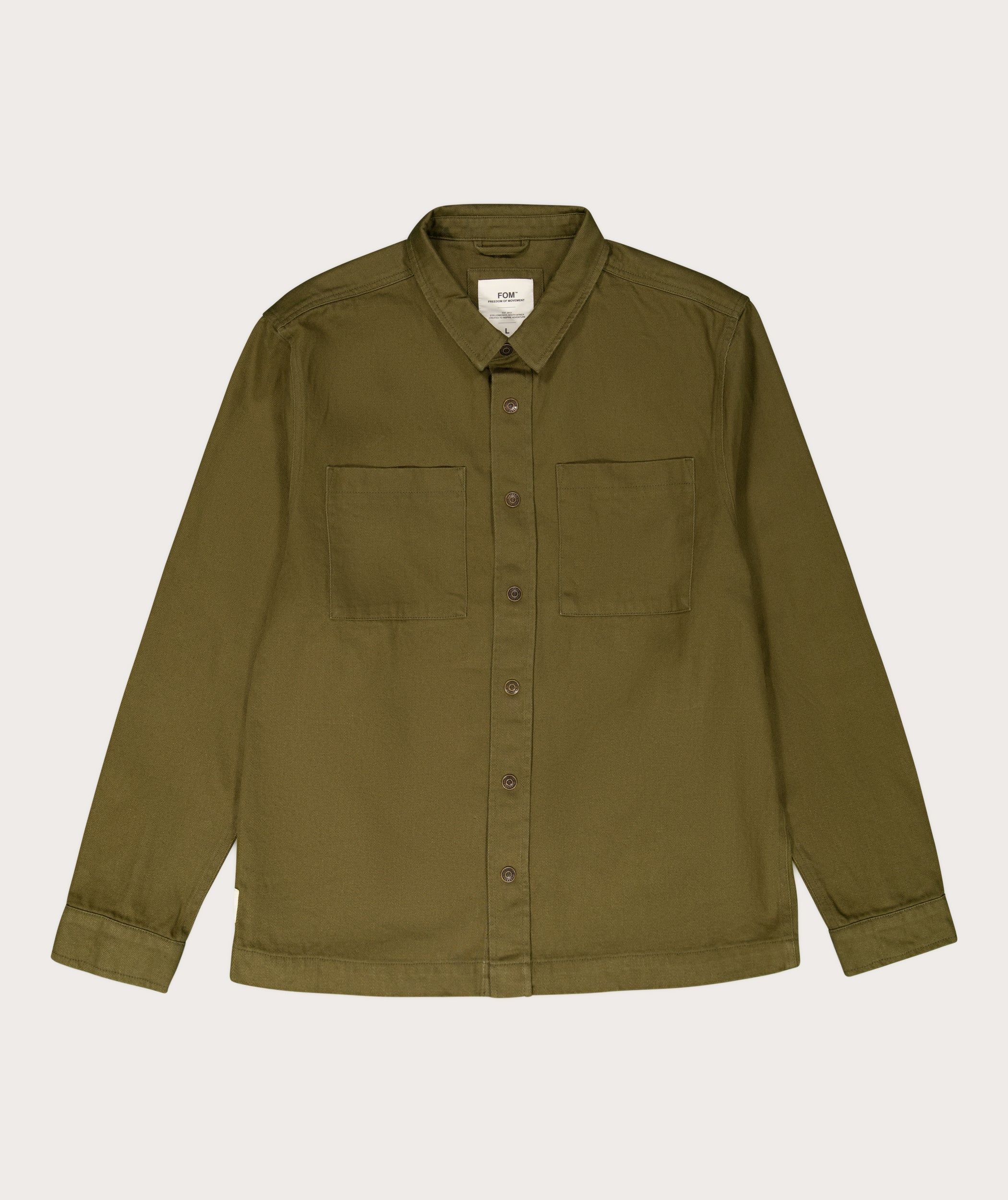 Mens Cotton Canvas Shacket - Dark Olive