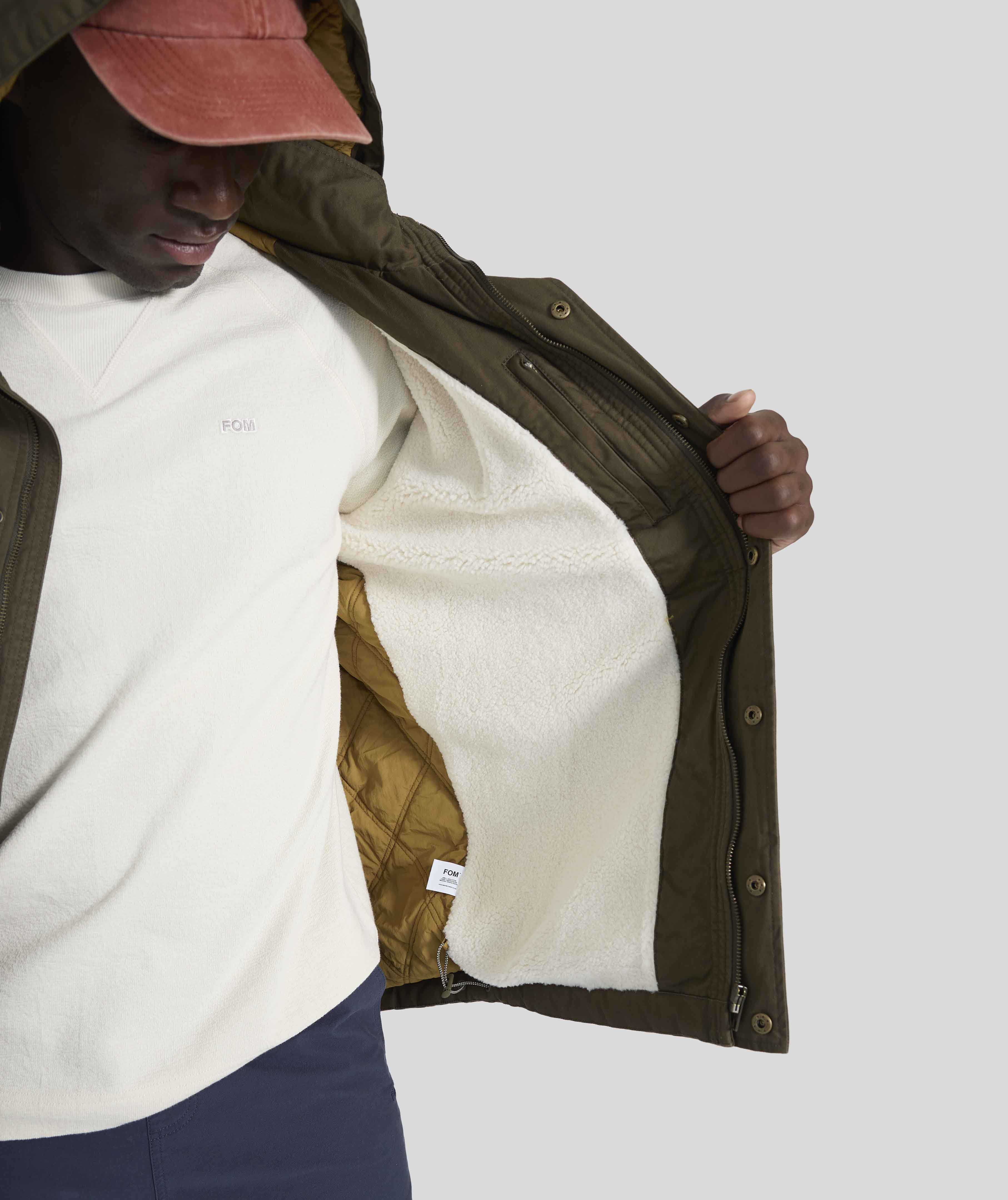 Mens Cotton Parka - Dark Olive