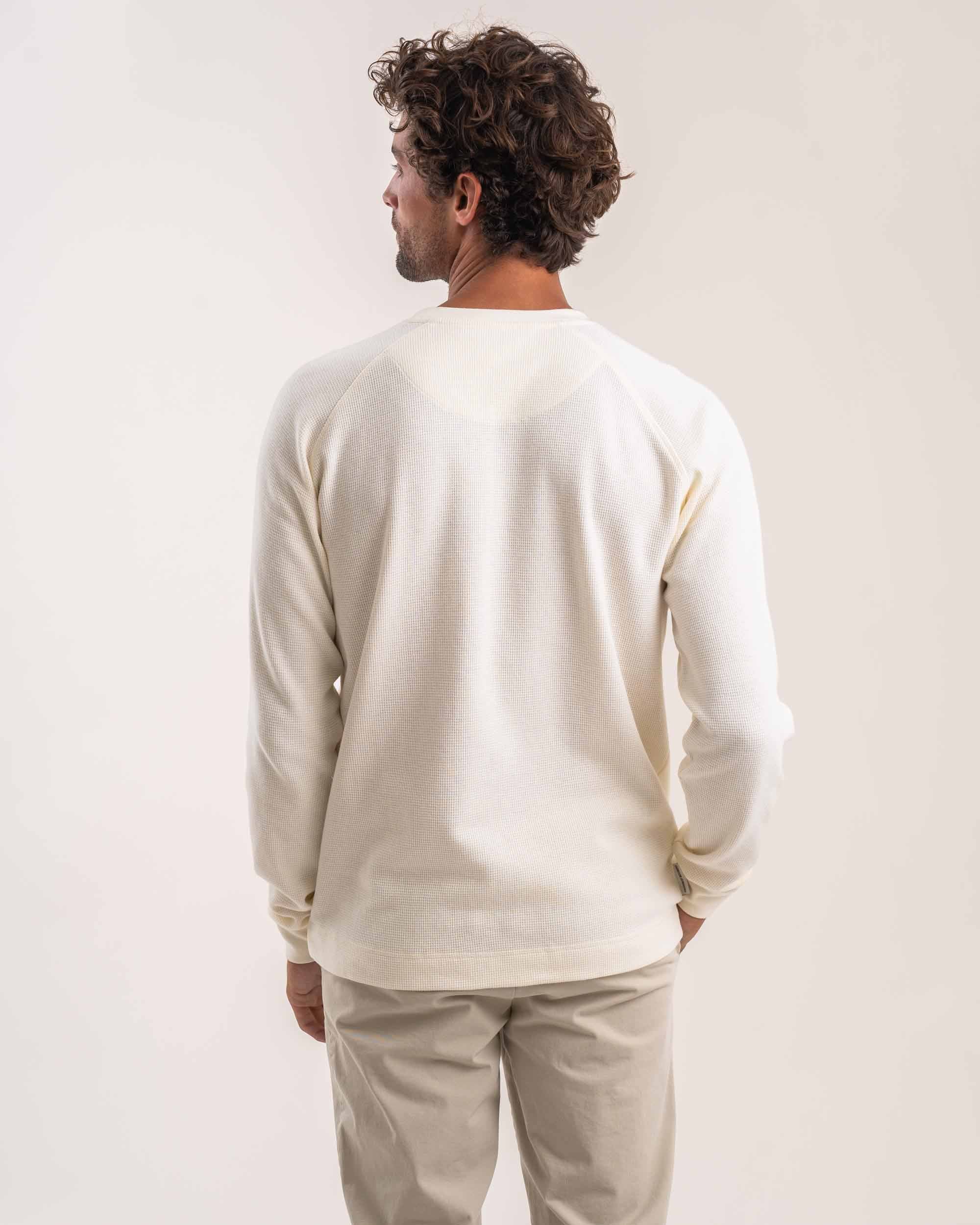 Mens Raglan Waffle Long Sleeve Tee - Ivory