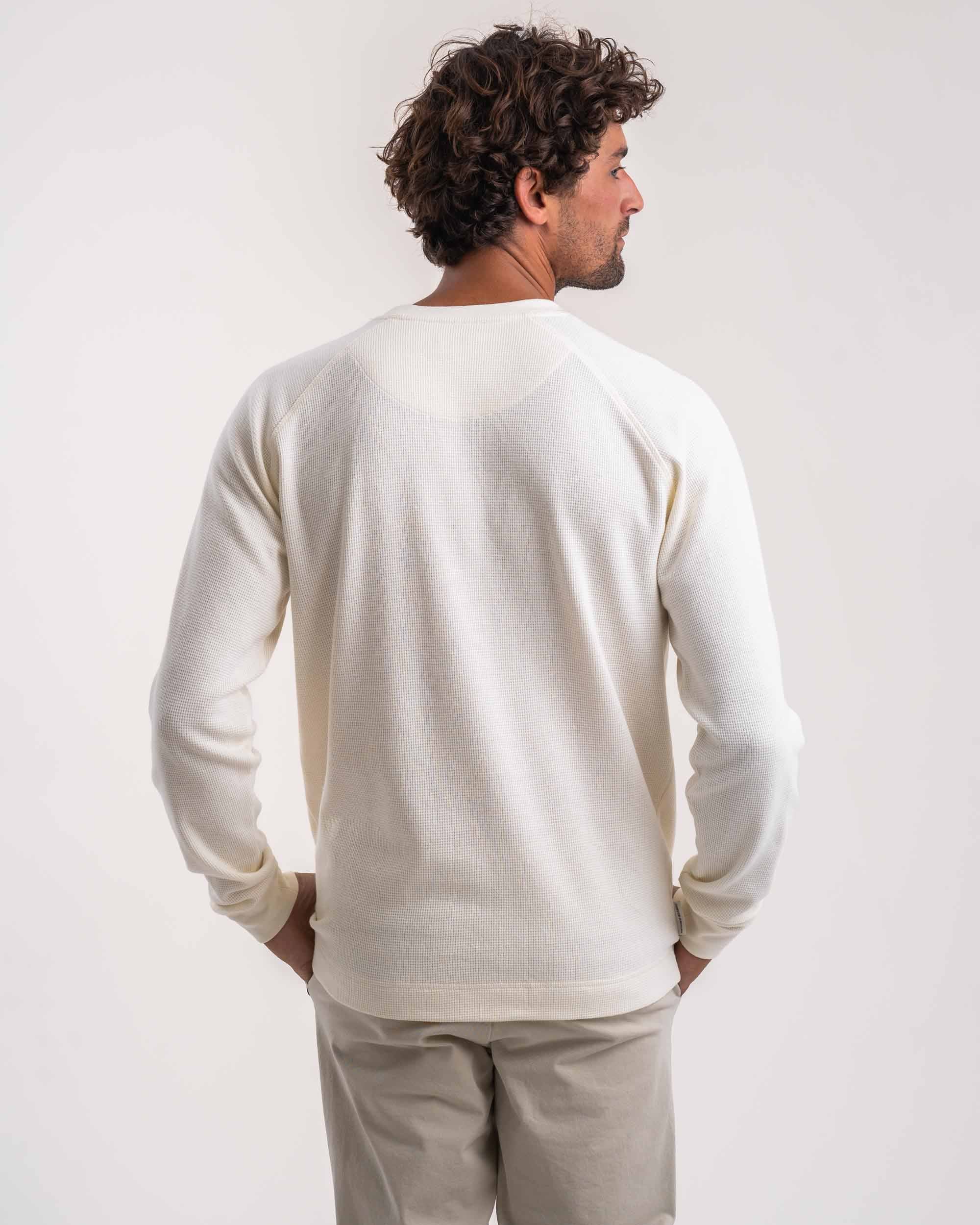 Mens Raglan Waffle Long Sleeve Tee - Ivory