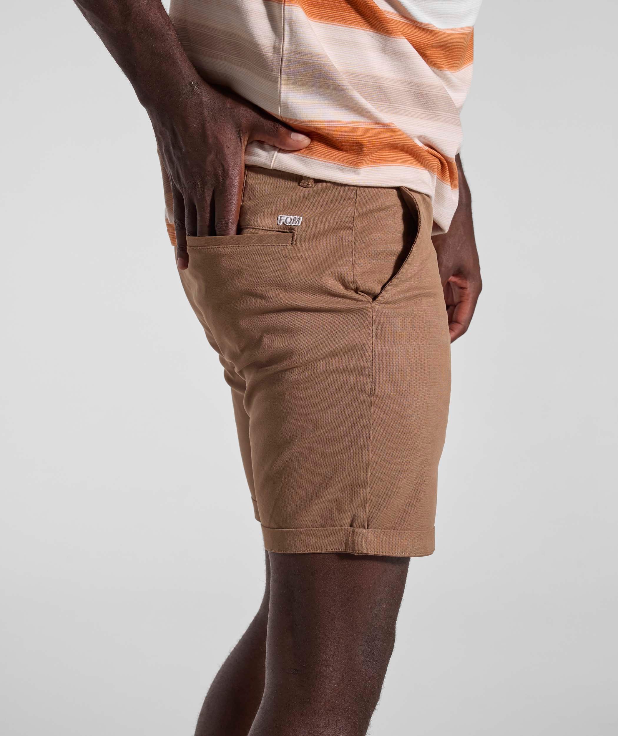 Mens Regular Fit Cotton Chino Shorts - Dark Taupe