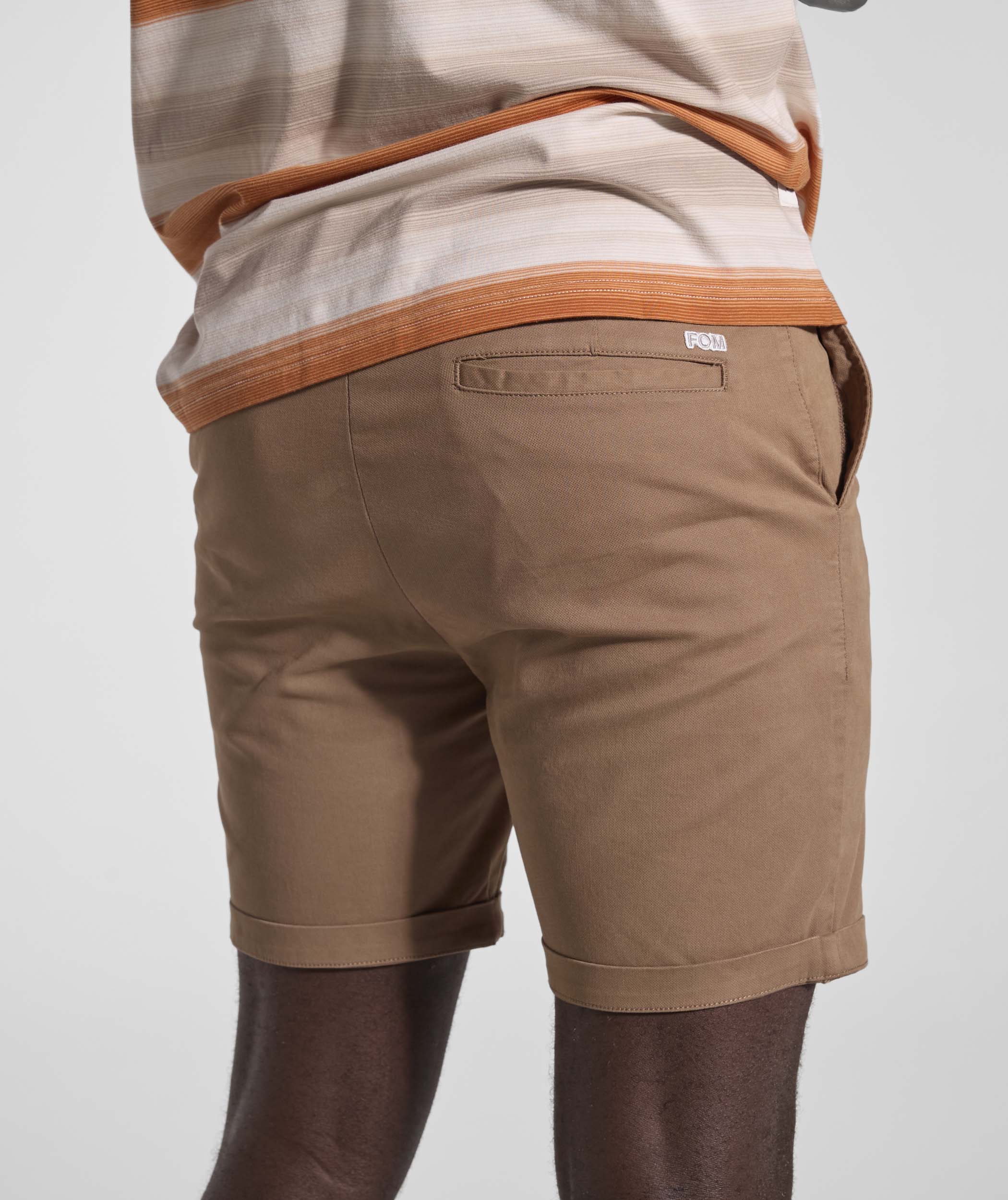 Mens Regular Fit Cotton Chino Shorts - Dark Taupe