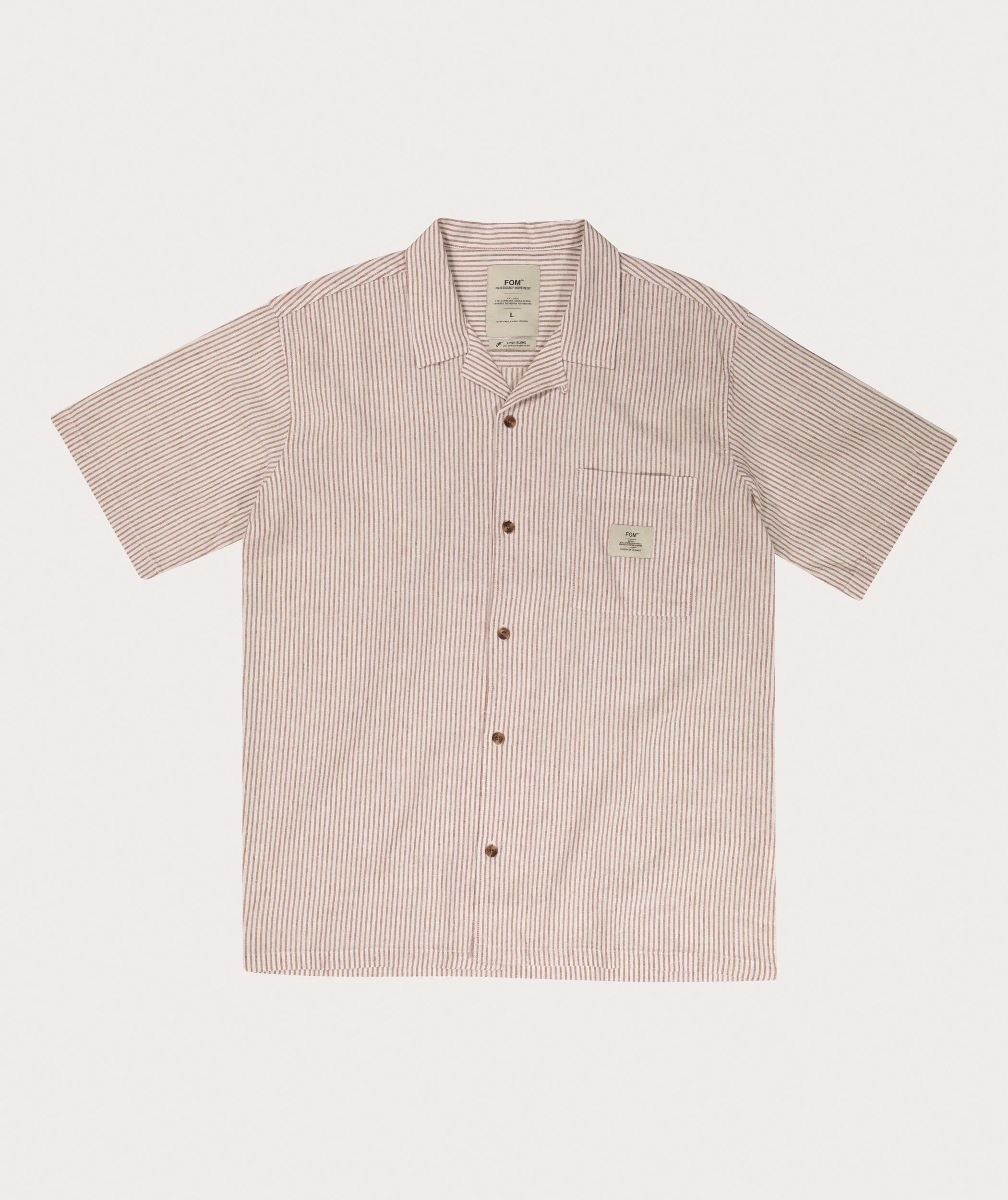 Men's Camp Collar Short Sleeve Shirt - Rust Stripe