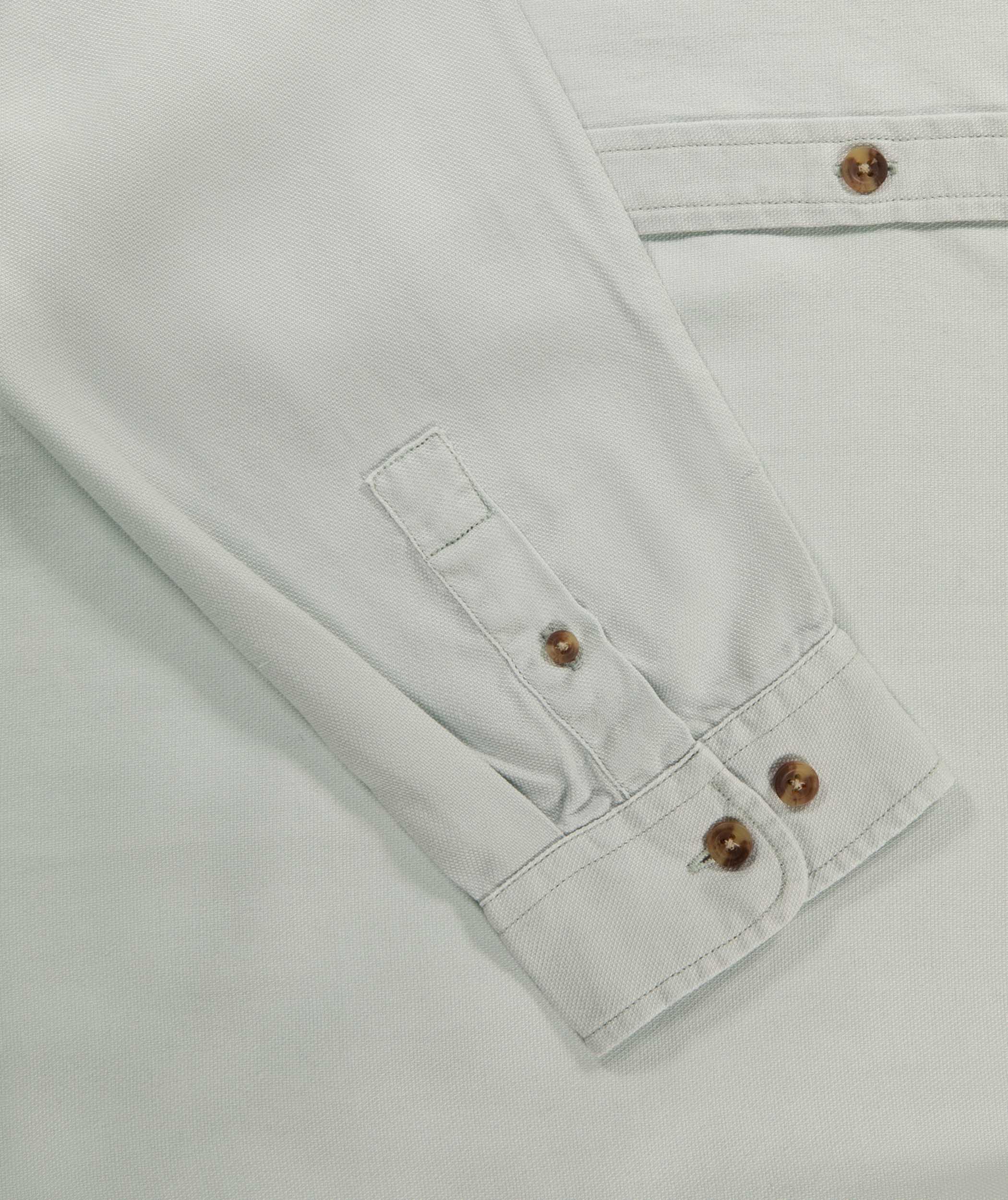 Mens Tencel Texture Long Sleeve Shirt - Washed Seafoam