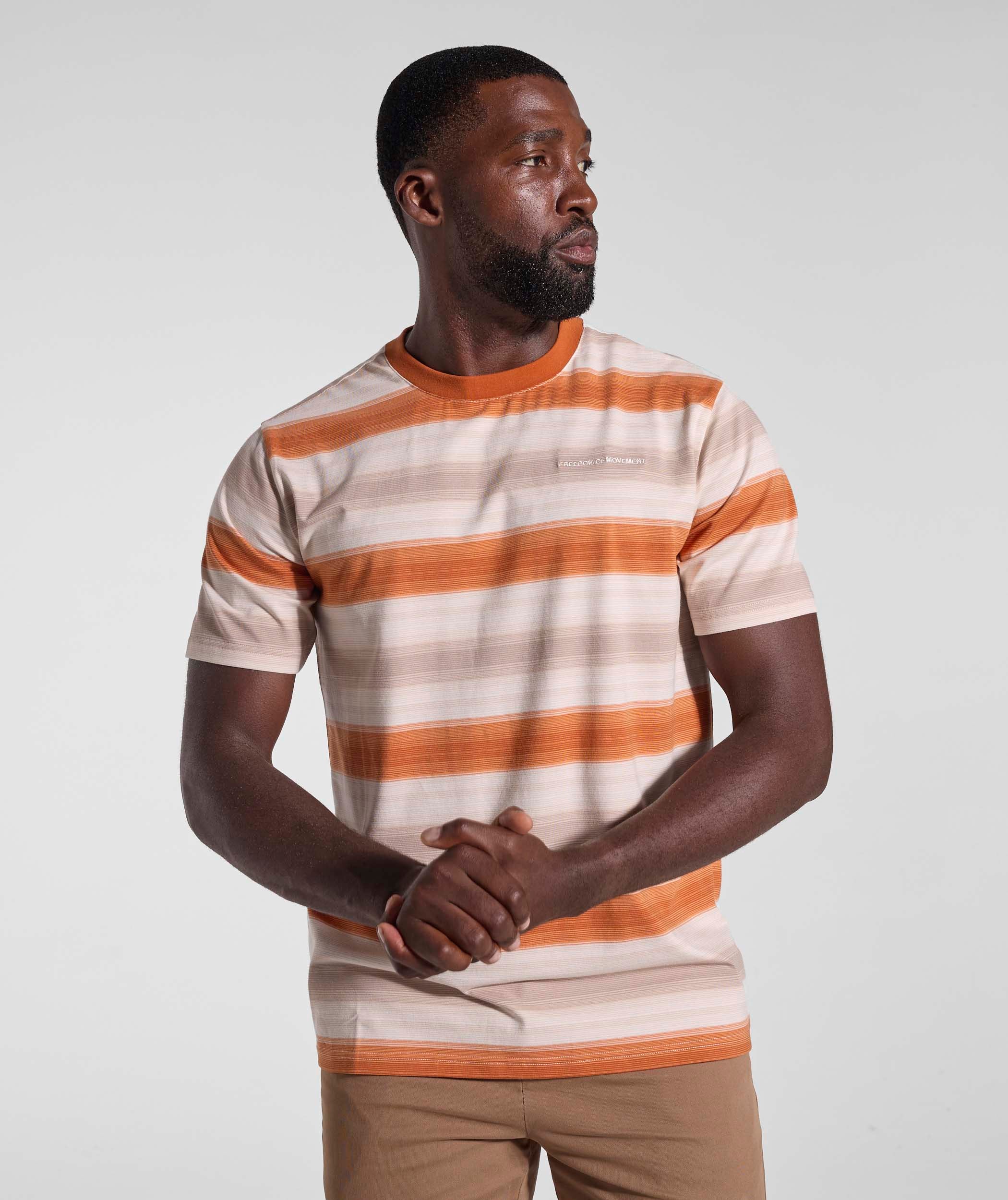 Mens Striped Regular Tee - Umber