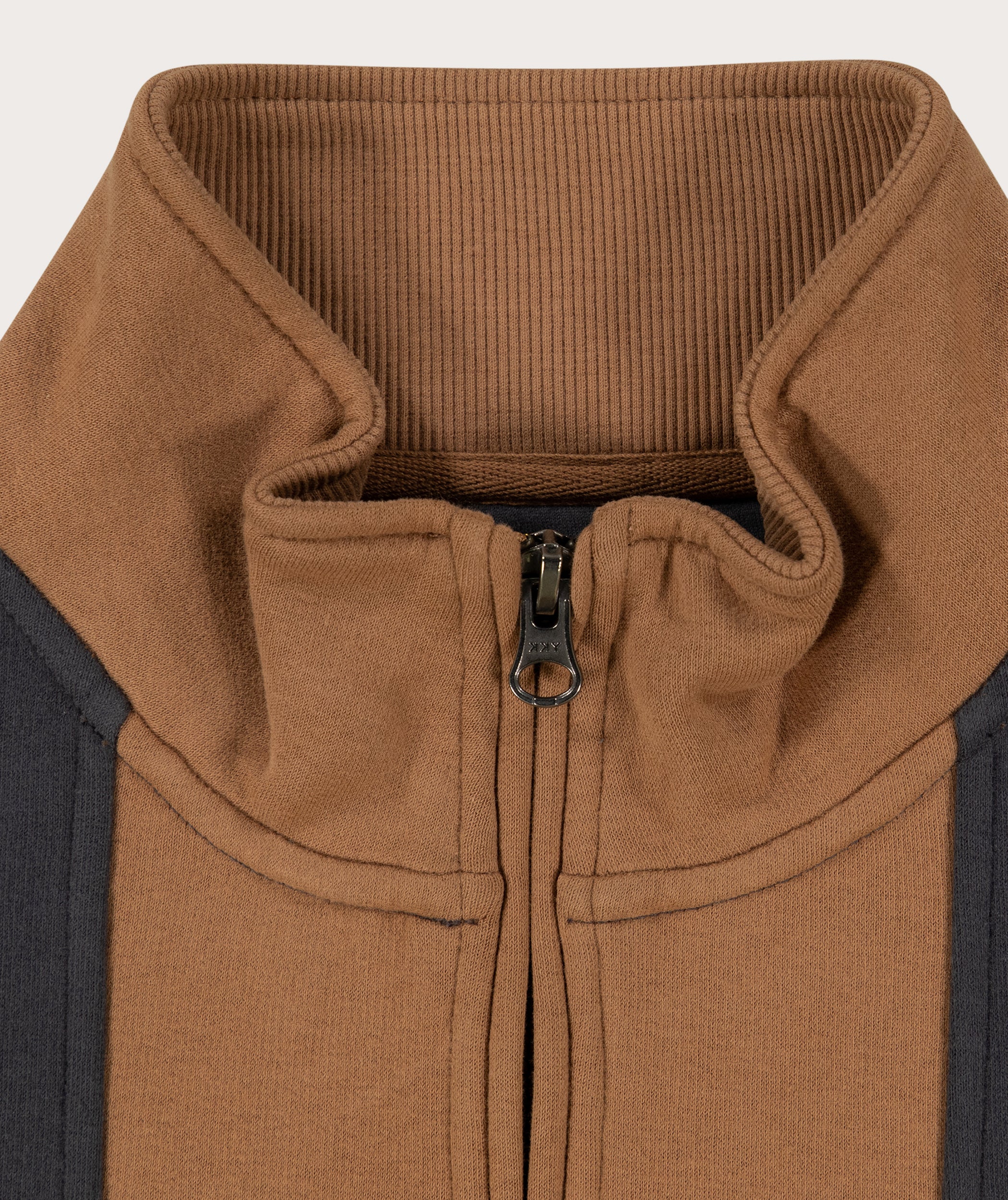 Mens Turtle Neck 1/4 Zip Sweater - Olive & Charcoal Colourblock