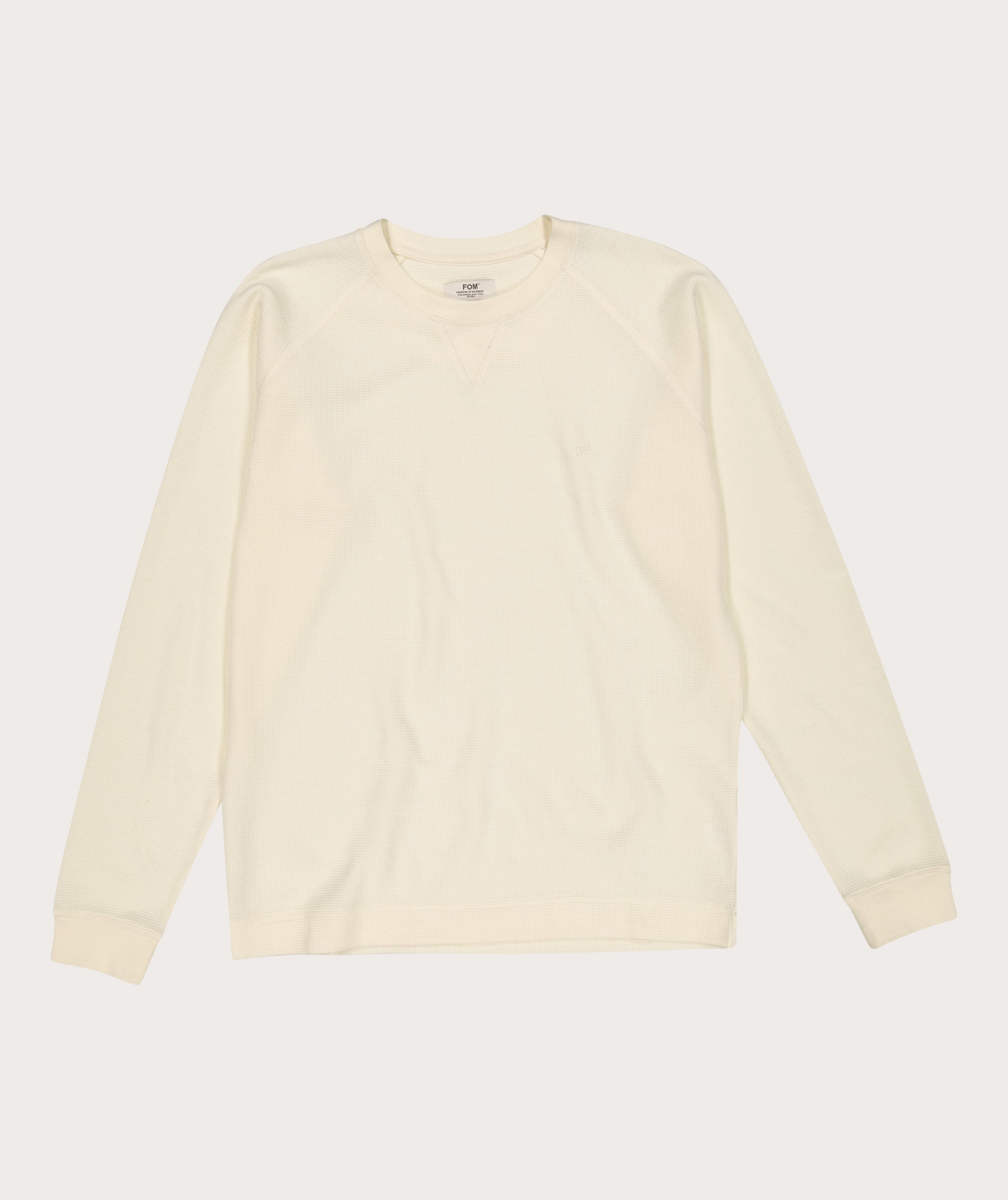 Mens Raglan Waffle Long Sleeve Tee - Ivory