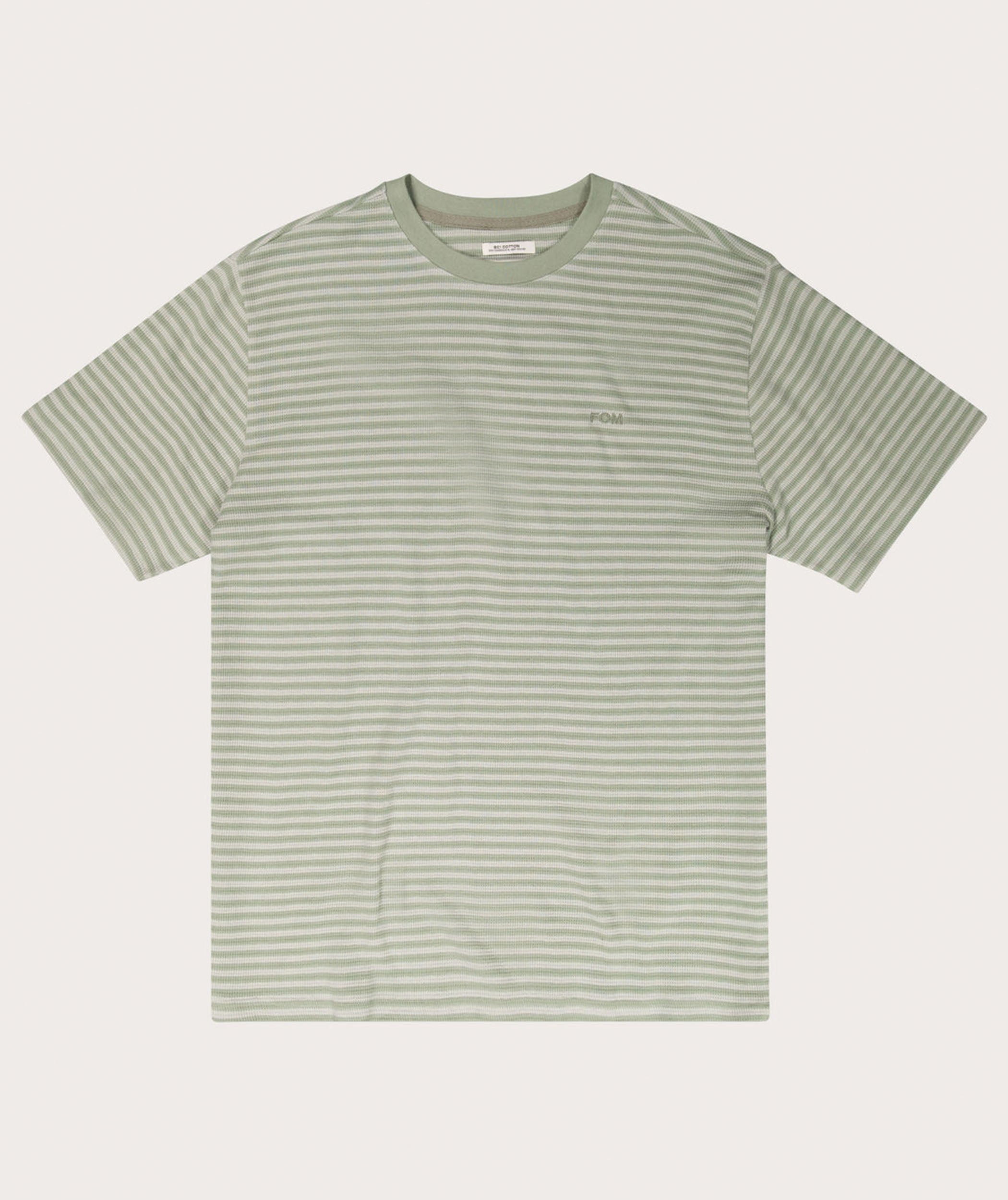 Mens Relaxed Waffle Knit Tee - Seafoam Green Stripe