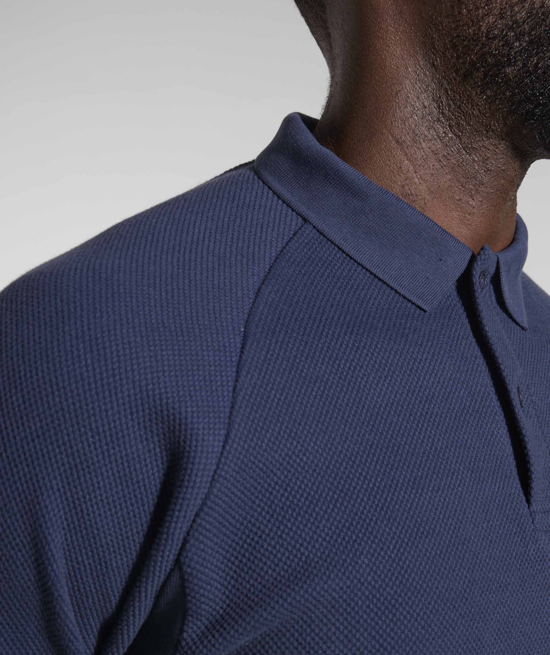 Mens Textured Long Sleeve Golfer - Ink