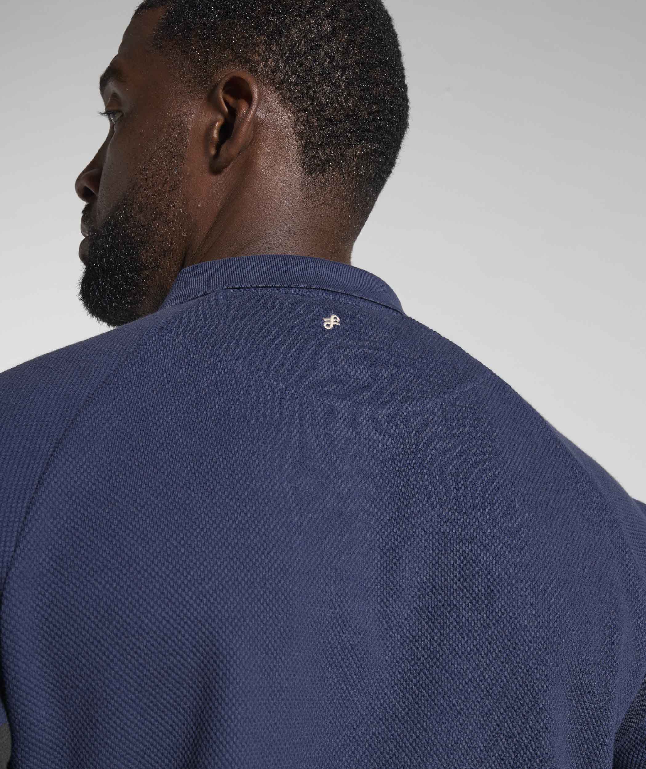 Mens Textured Long Sleeve Golfer - Ink