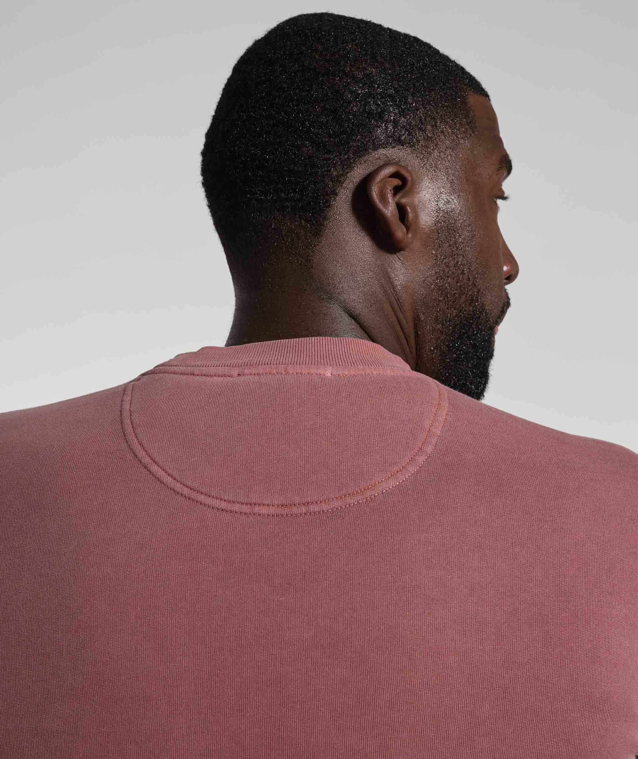 Mens Washed Crew Neck Sweater - Brick