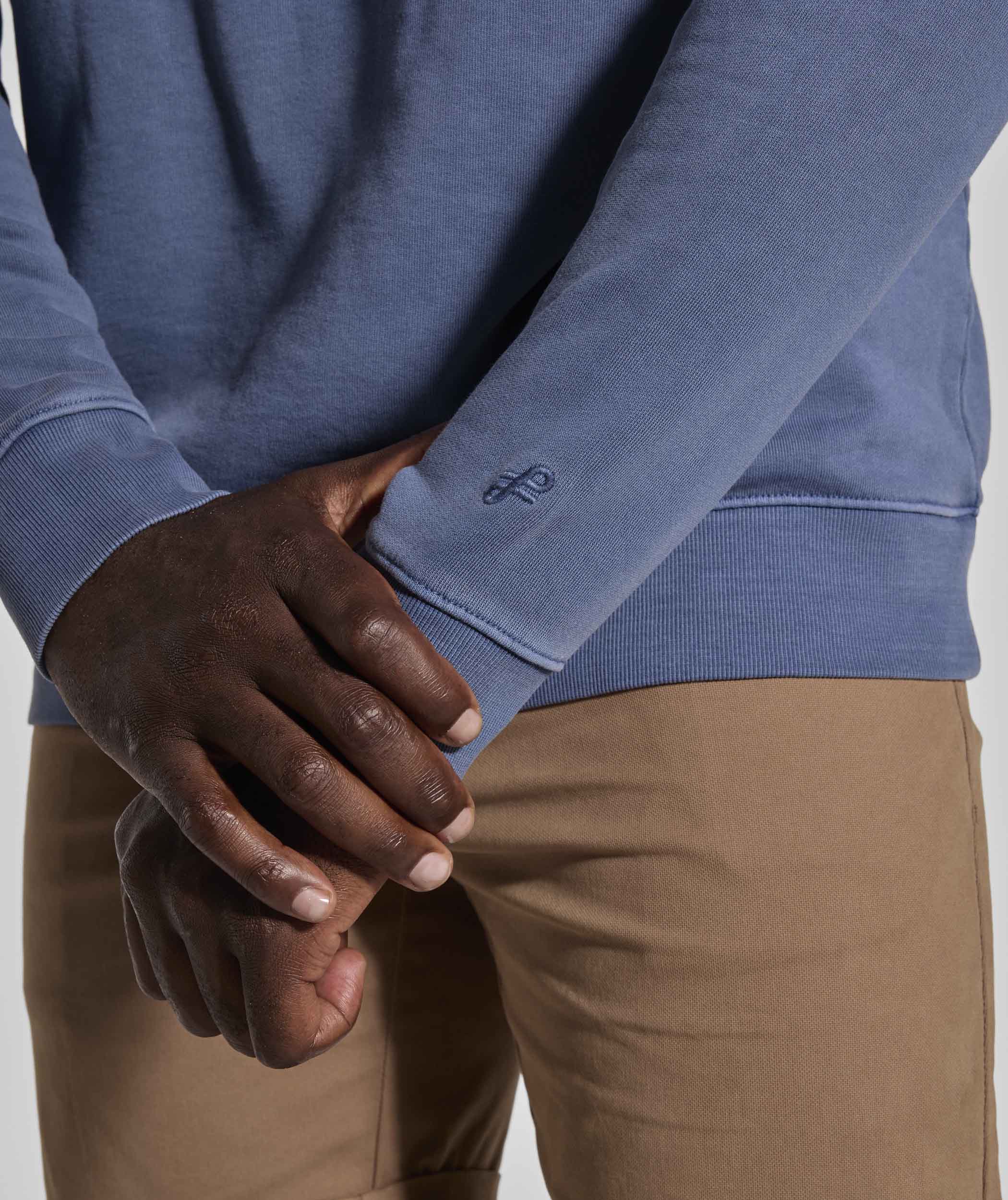 Mens Washed Crew Neck Sweater - Teal