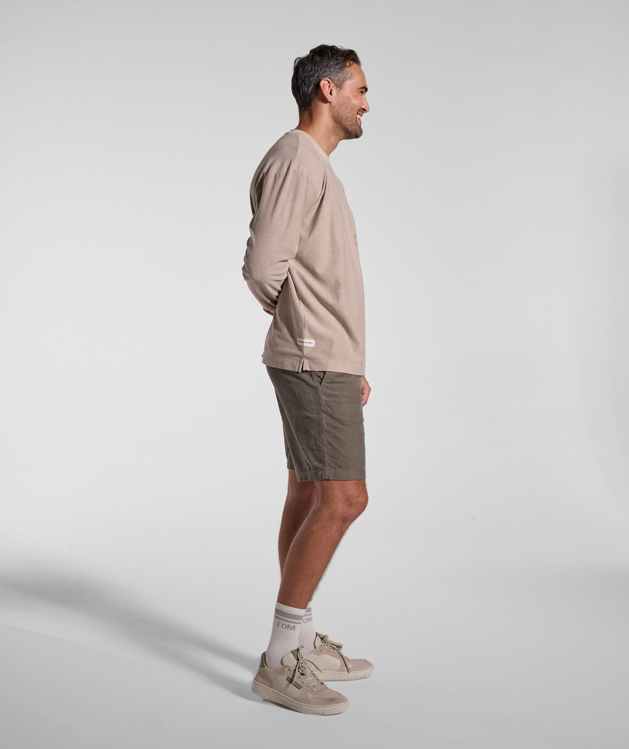 Mens Washed Pocket Long Sleeve Tee - Putty