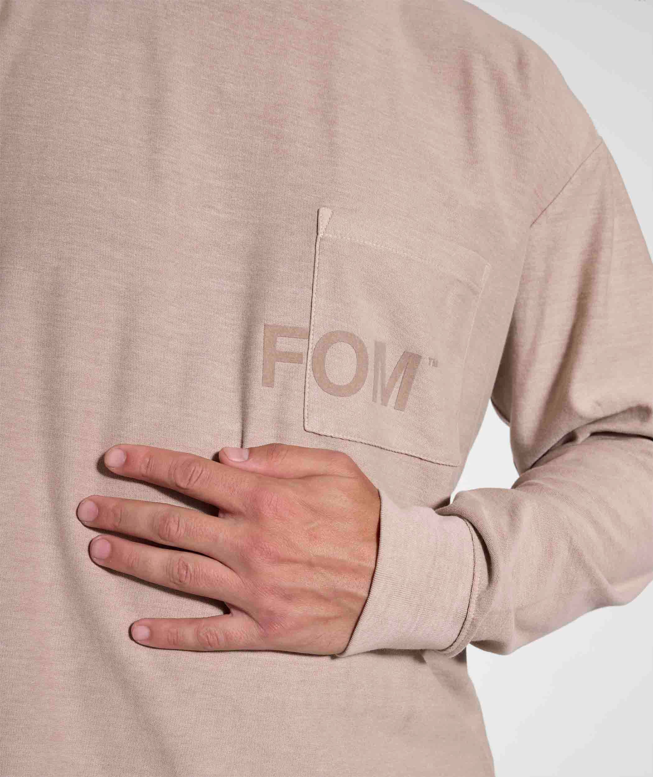 Mens Washed Pocket Long Sleeve Tee - Putty