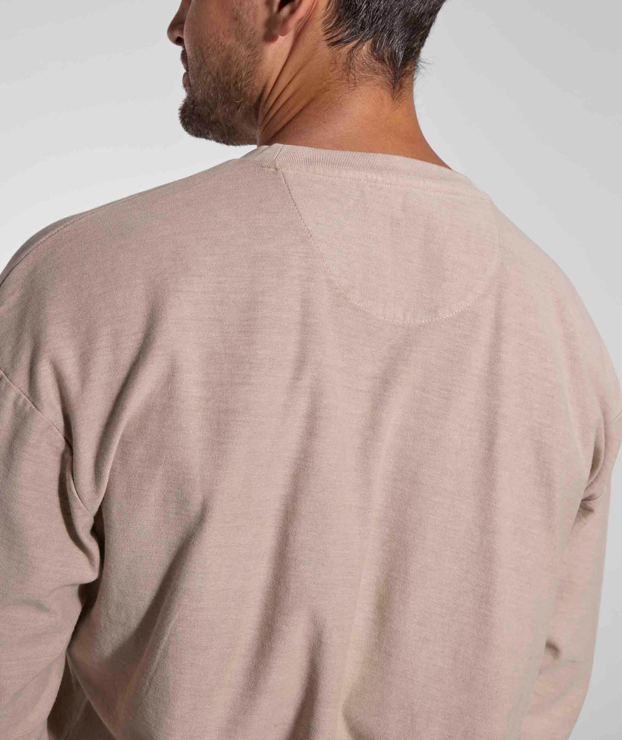 Mens Washed Pocket Long Sleeve Tee - Putty