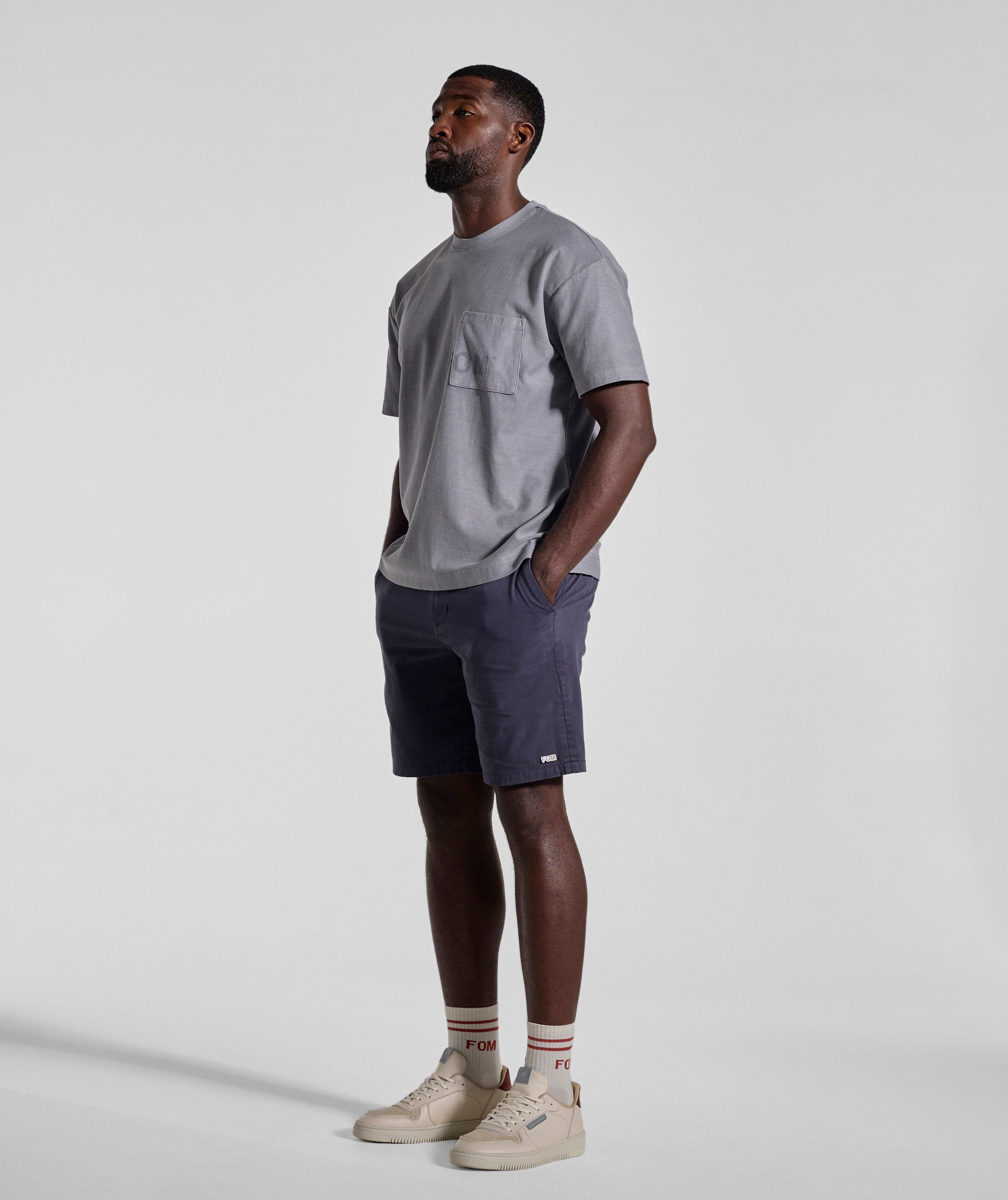Mens Washed Pocket Relaxed Tee - Cement