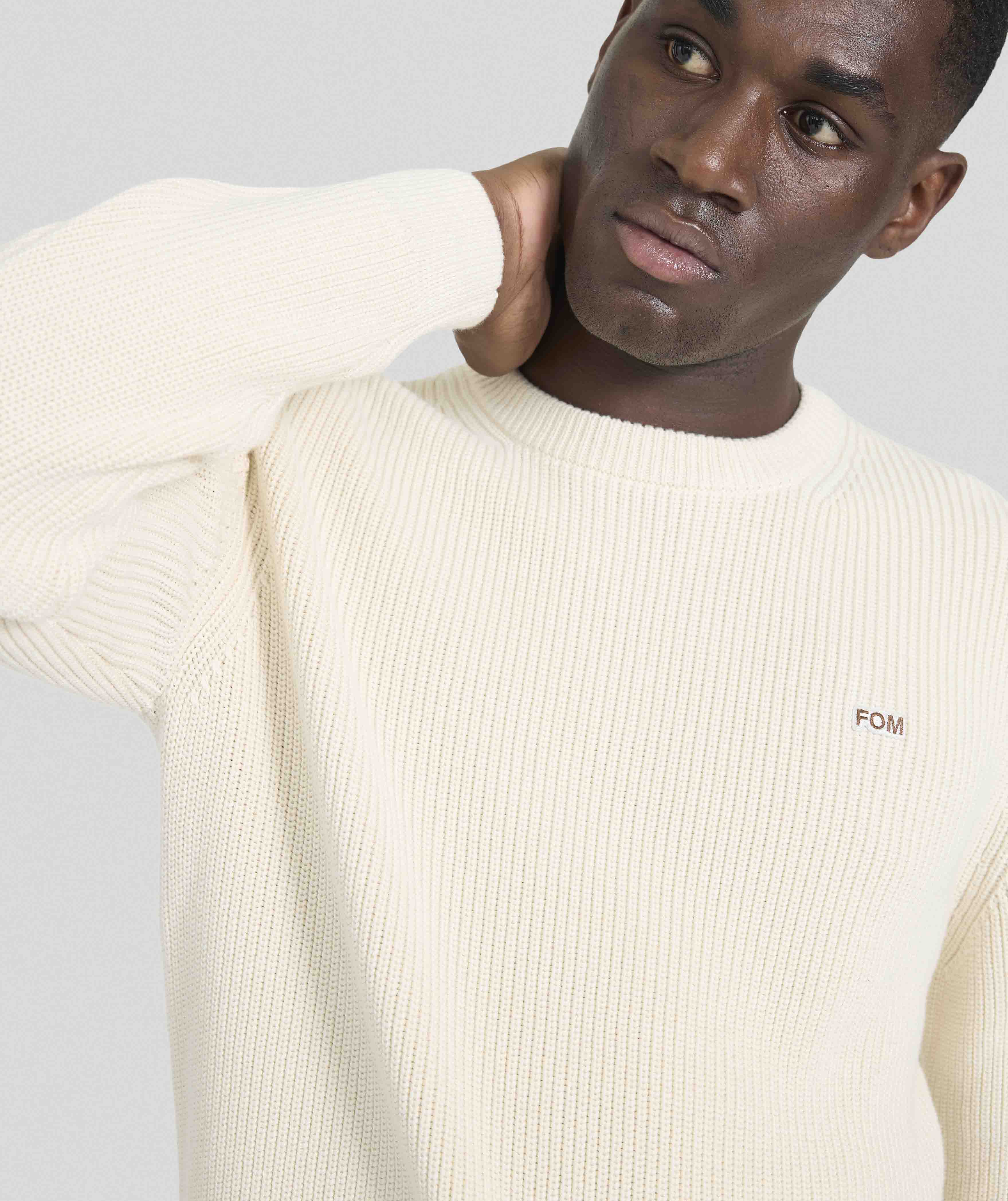 新品roughlow docking ensemble knit Ivory Mens Chunky Knitwear - Ivory