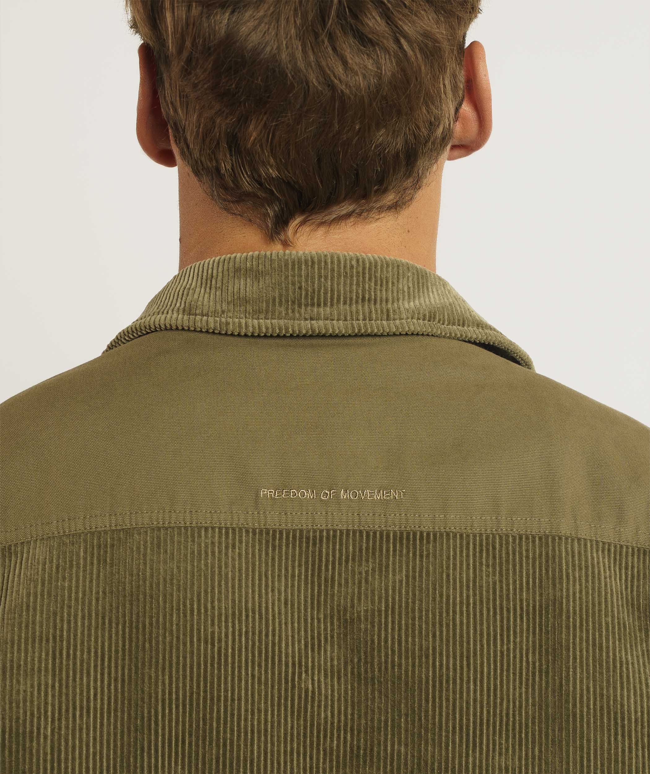 Mens Corduroy Overshirt - Olive Green