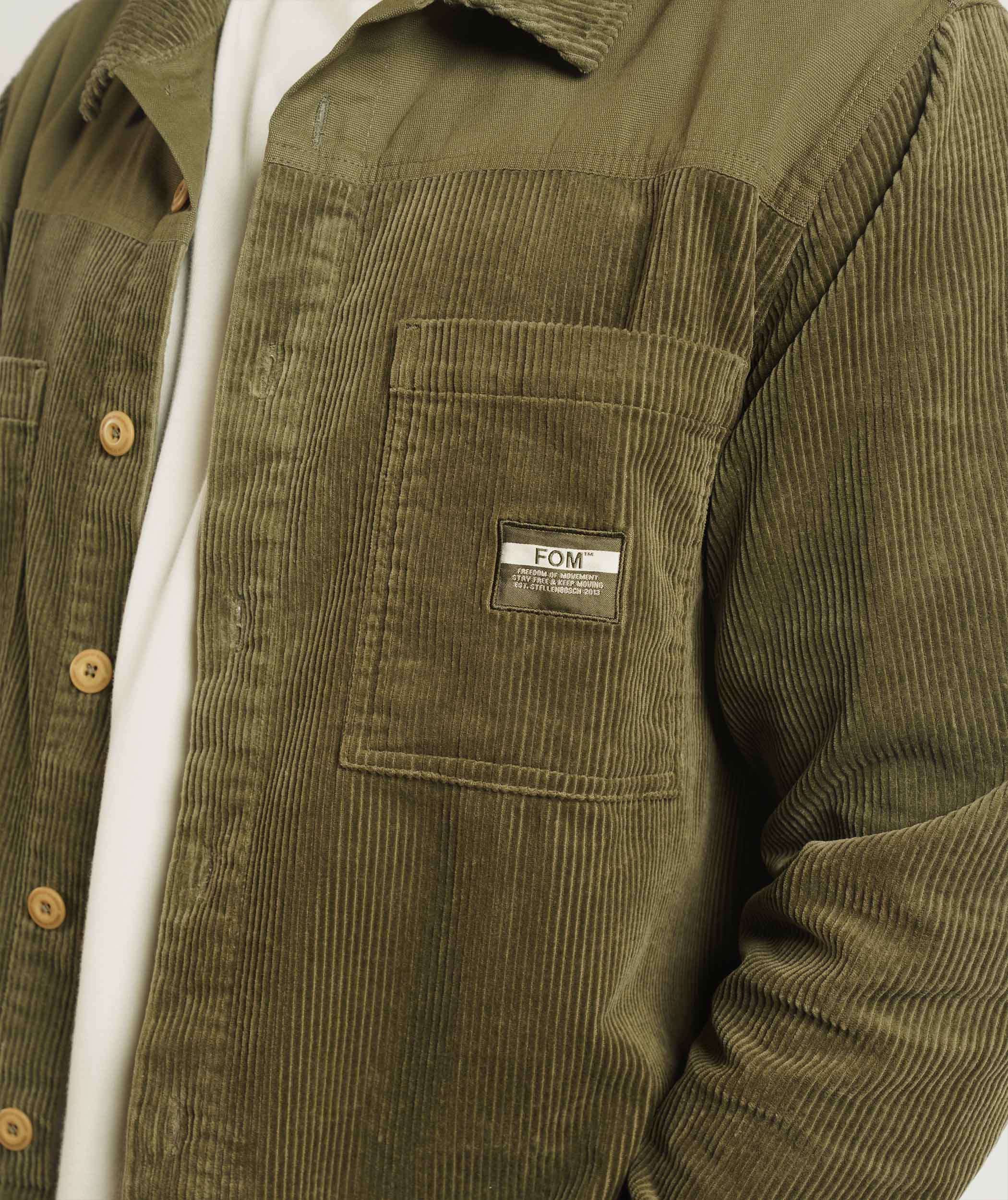Mens Corduroy Overshirt - Olive Green