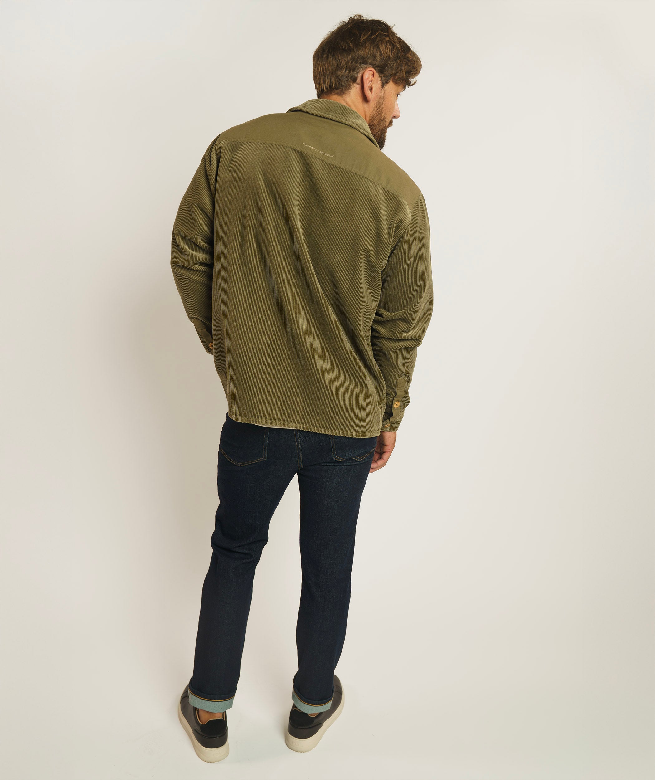 Mens Corduroy Overshirt - Olive Green