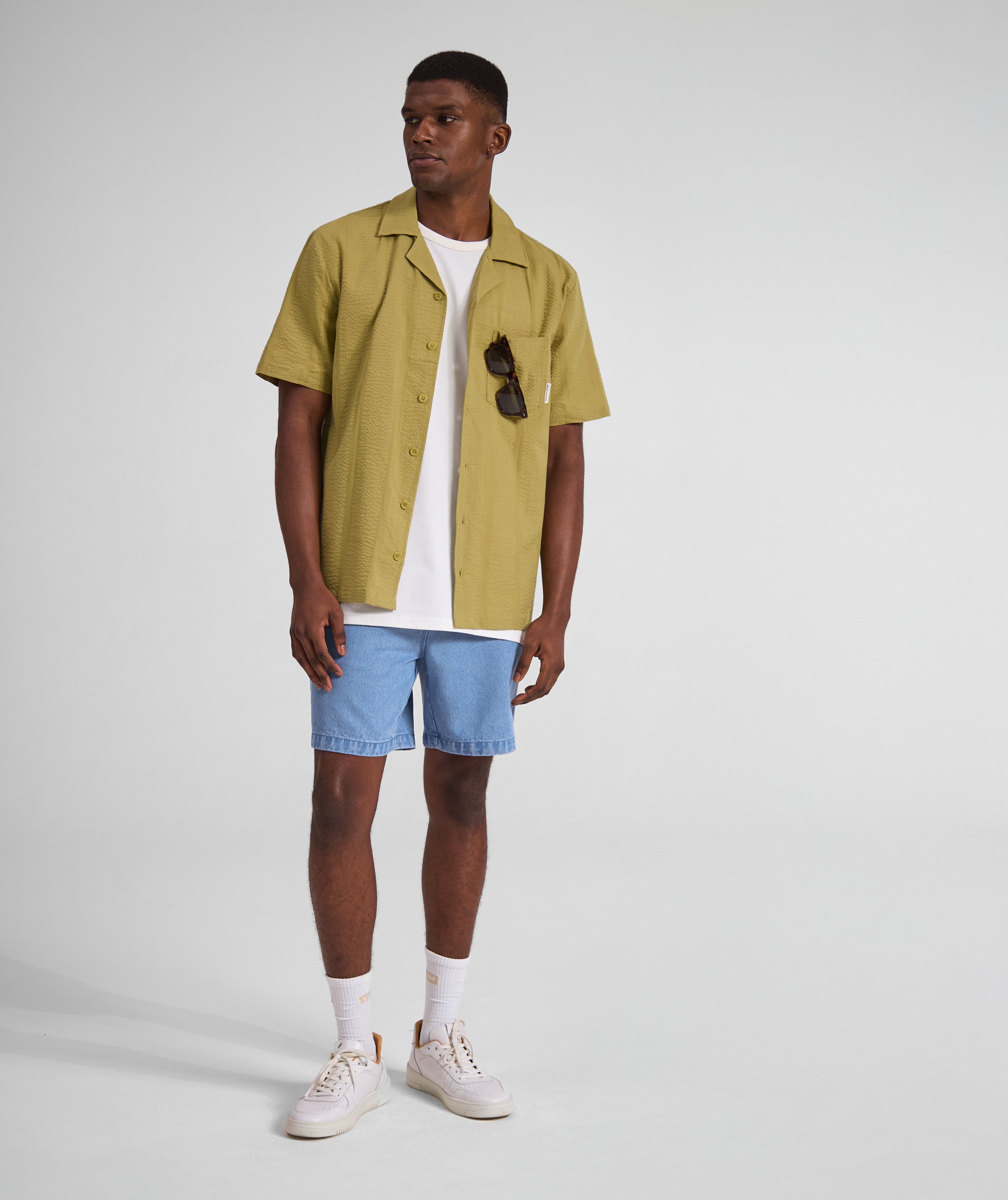 Mens Cotton Twill Shorts - Blue