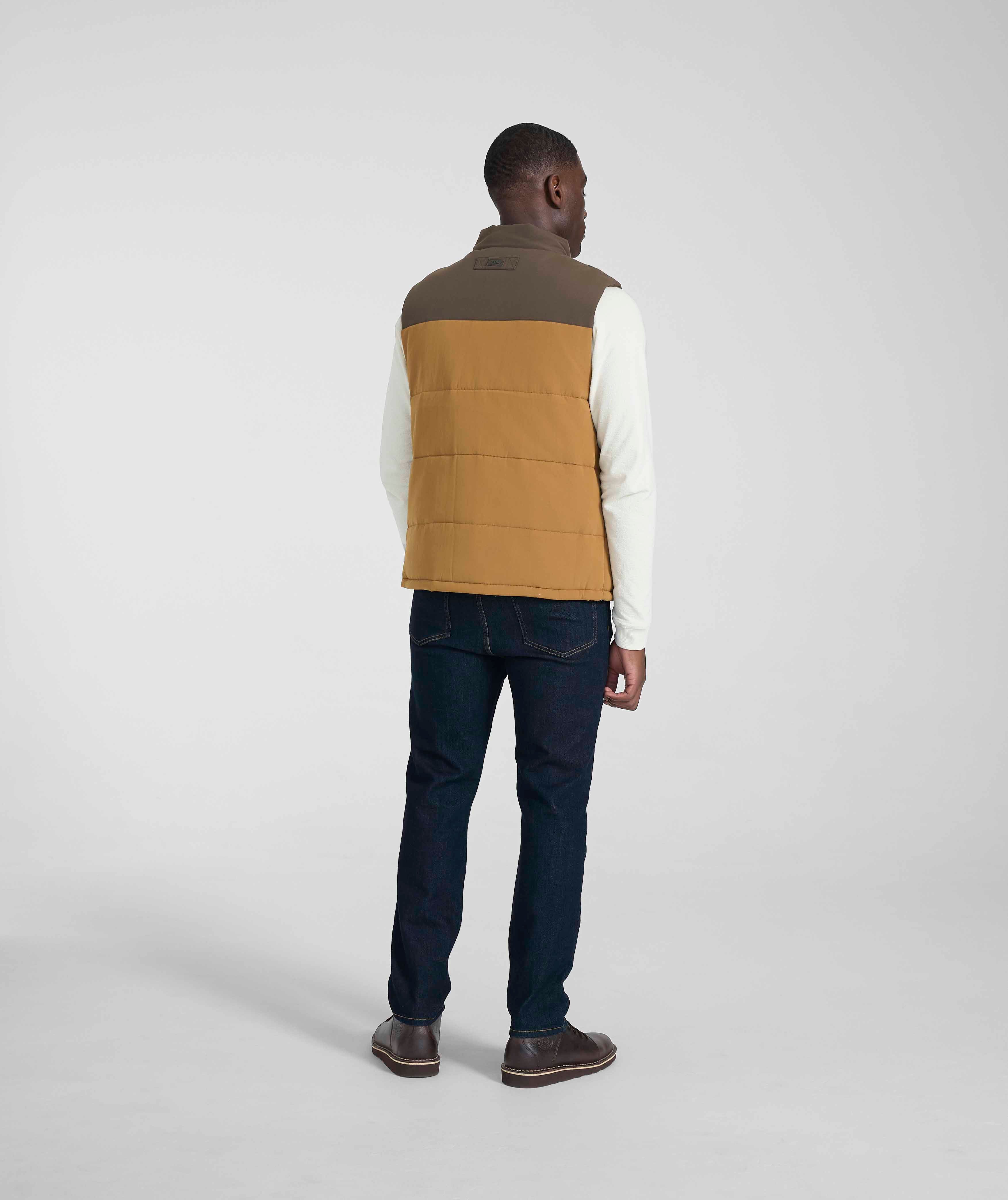 Mens Quilted Gilet - Brown Colour Block