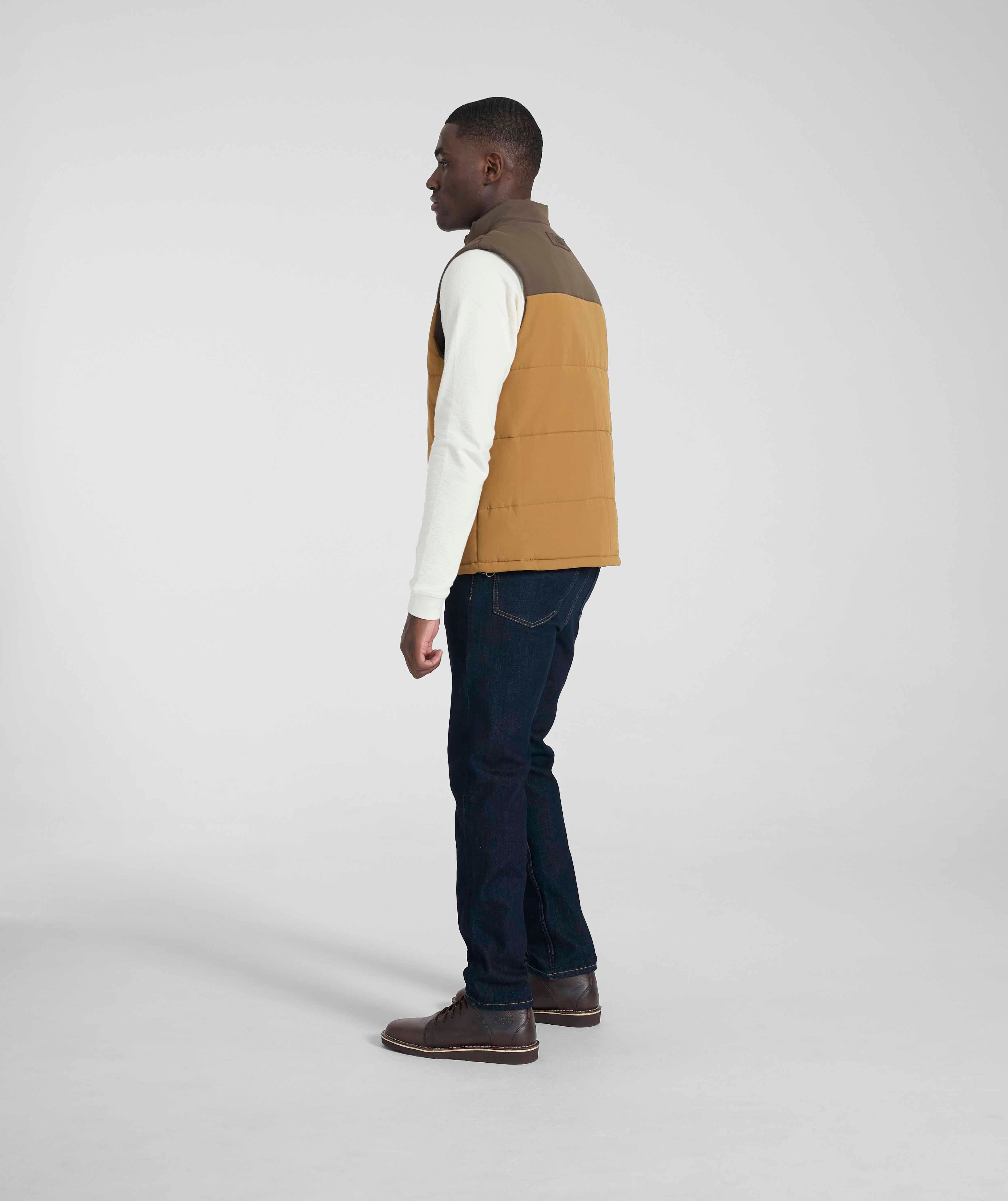 Mens Quilted Gilet - Brown Colour Block
