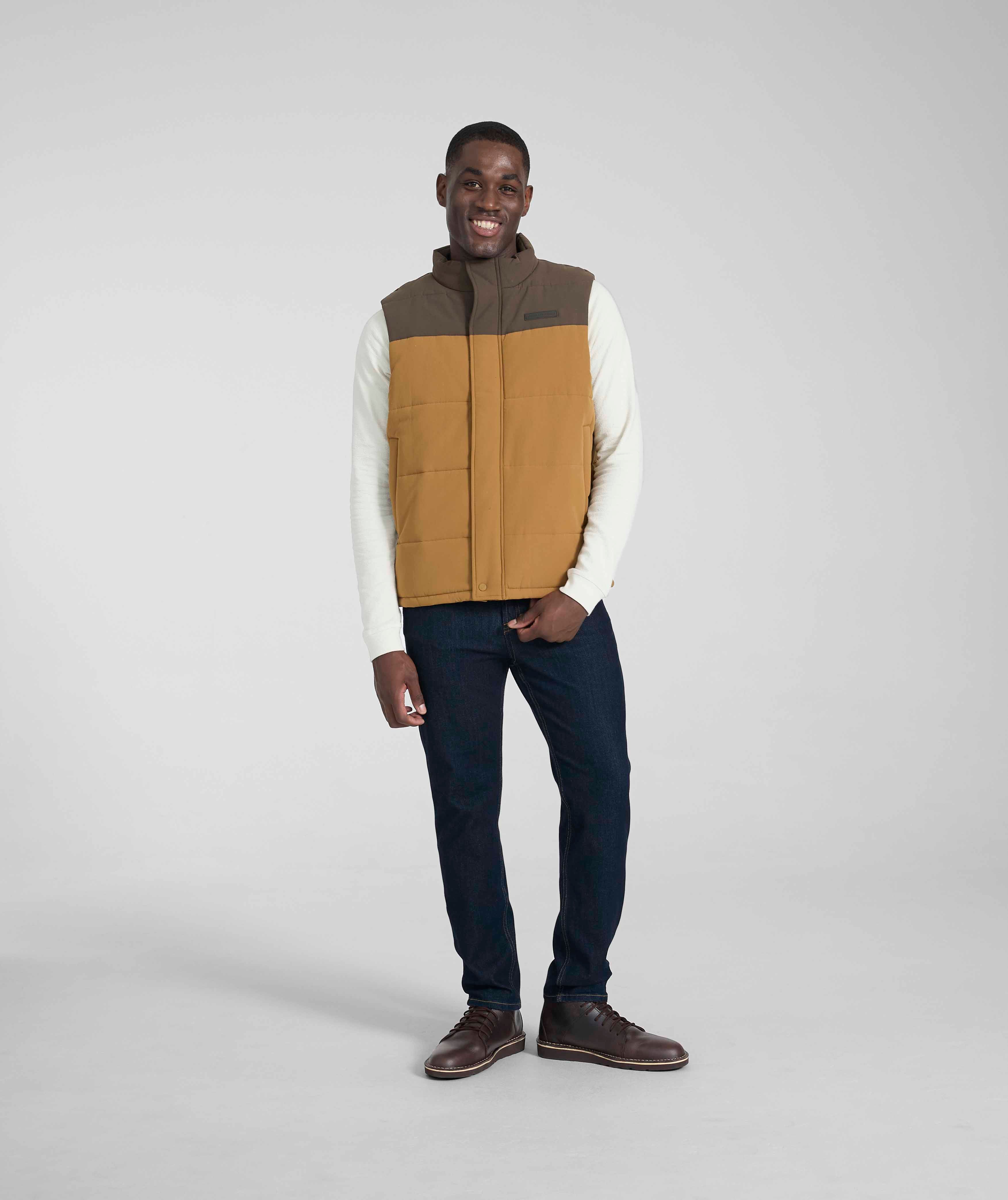 Mens Quilted Gilet - Brown Colour Block