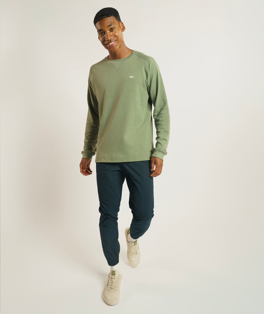 Mens Long Sleeve Textured Tee - Sea Spray