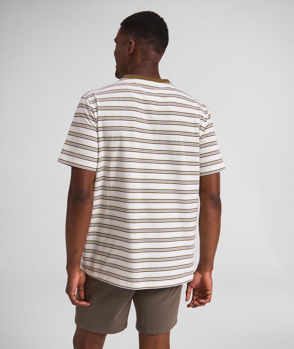 Mens Regular Fit Stripe Tee - x Ivory Multi