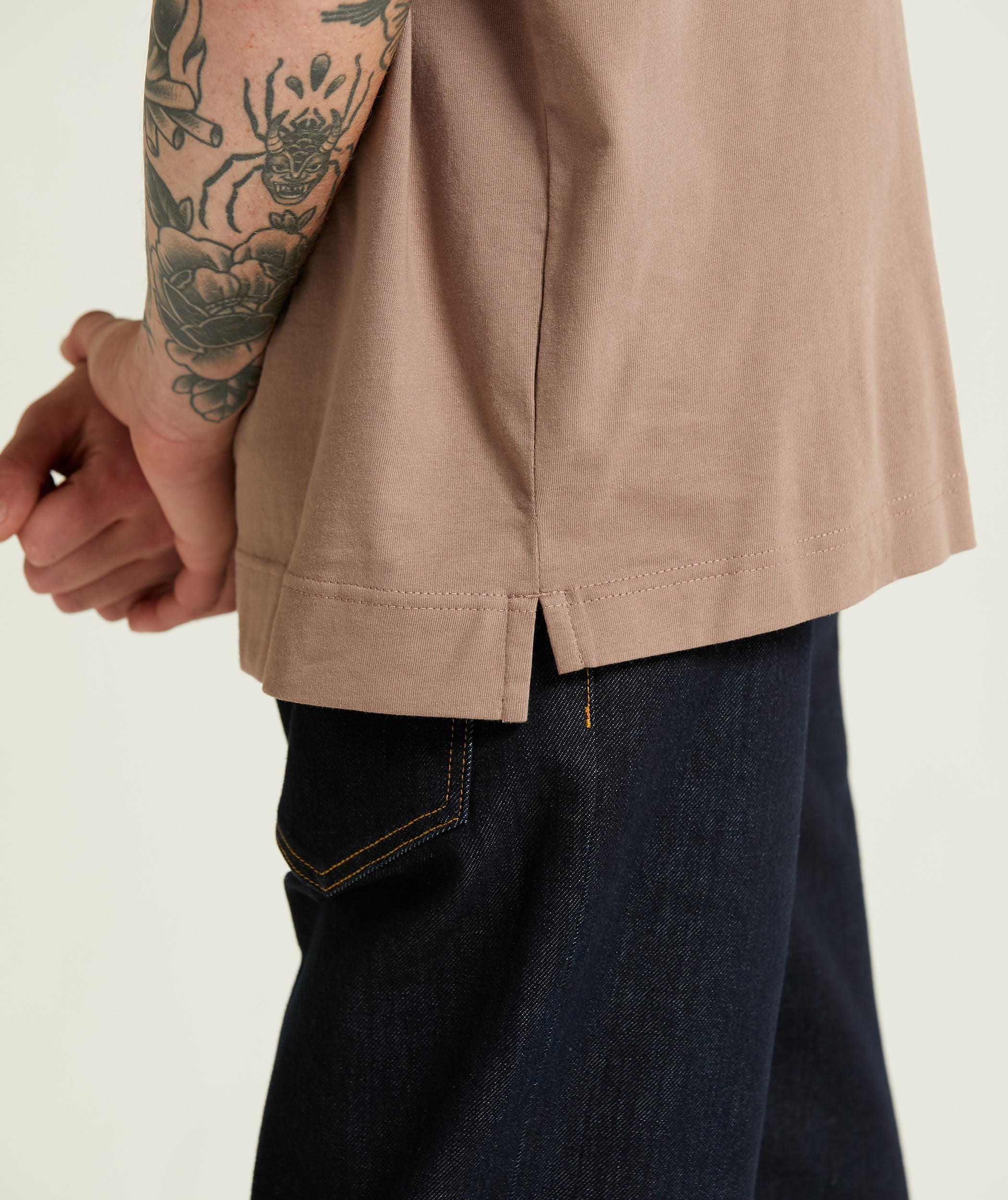 Mens Relaxed Dropped Shoulder Tee - Mocha