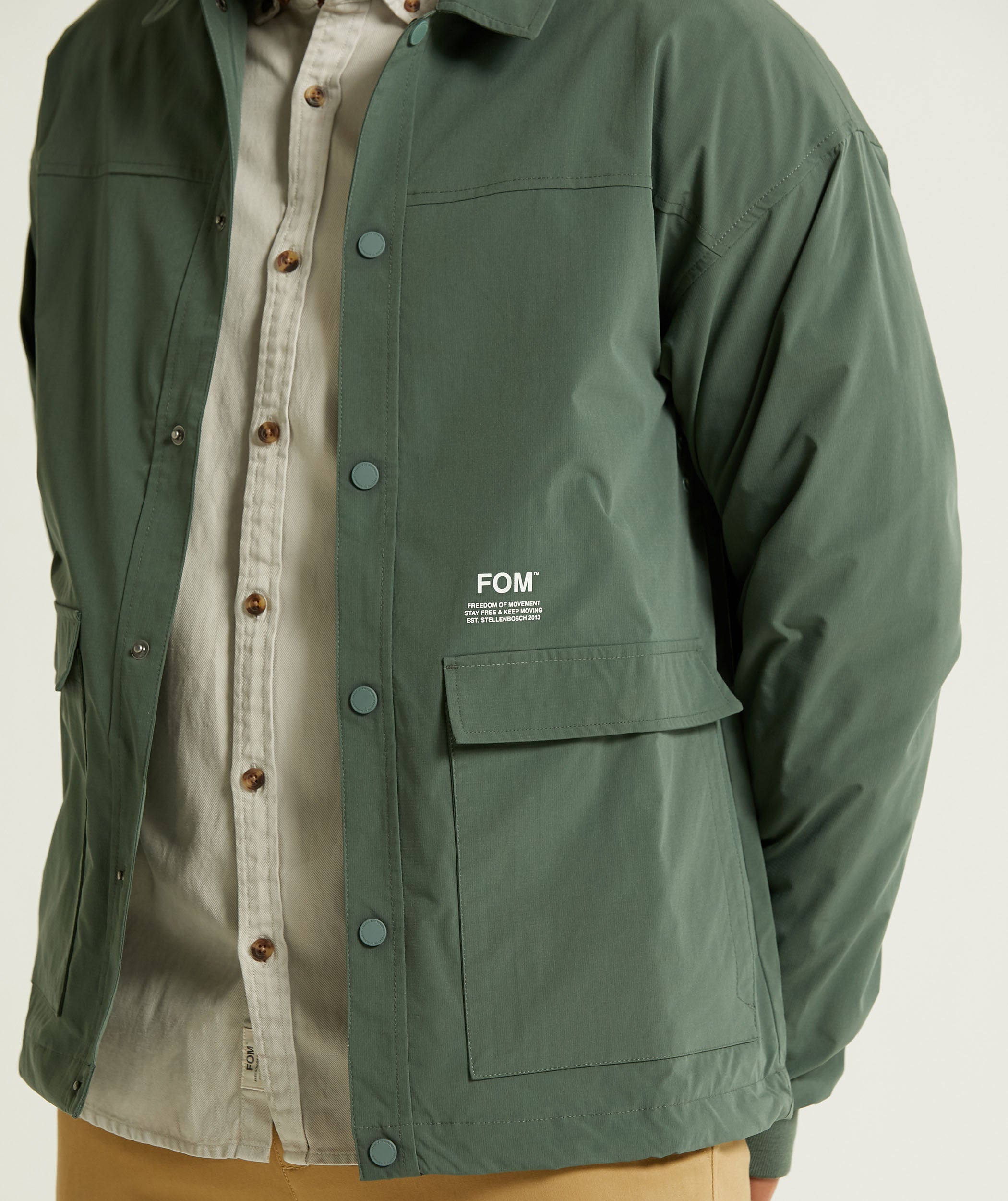 Mens Button Through Jacket - Hunter Green