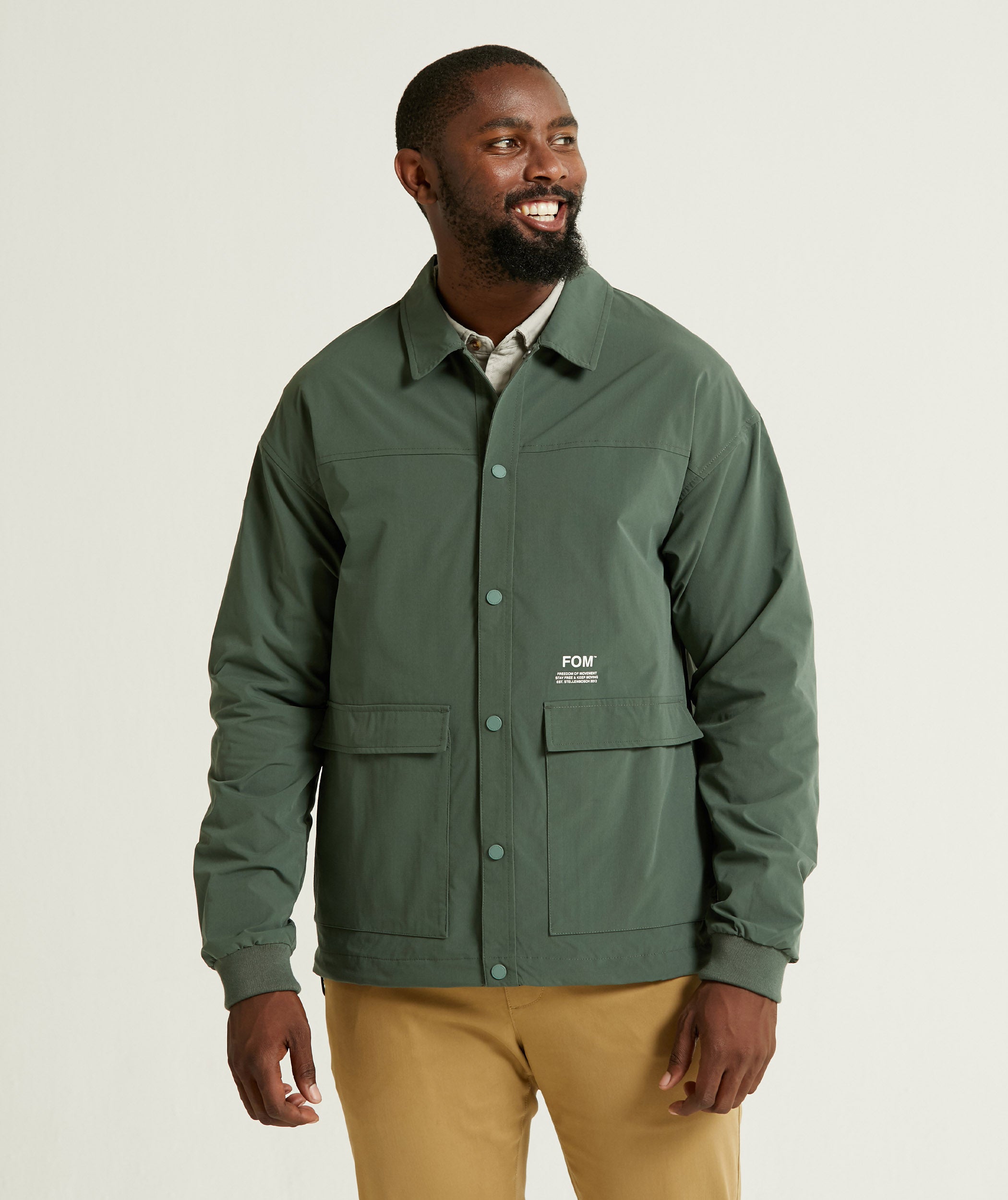 Mens Button Through Jacket - Hunter Green