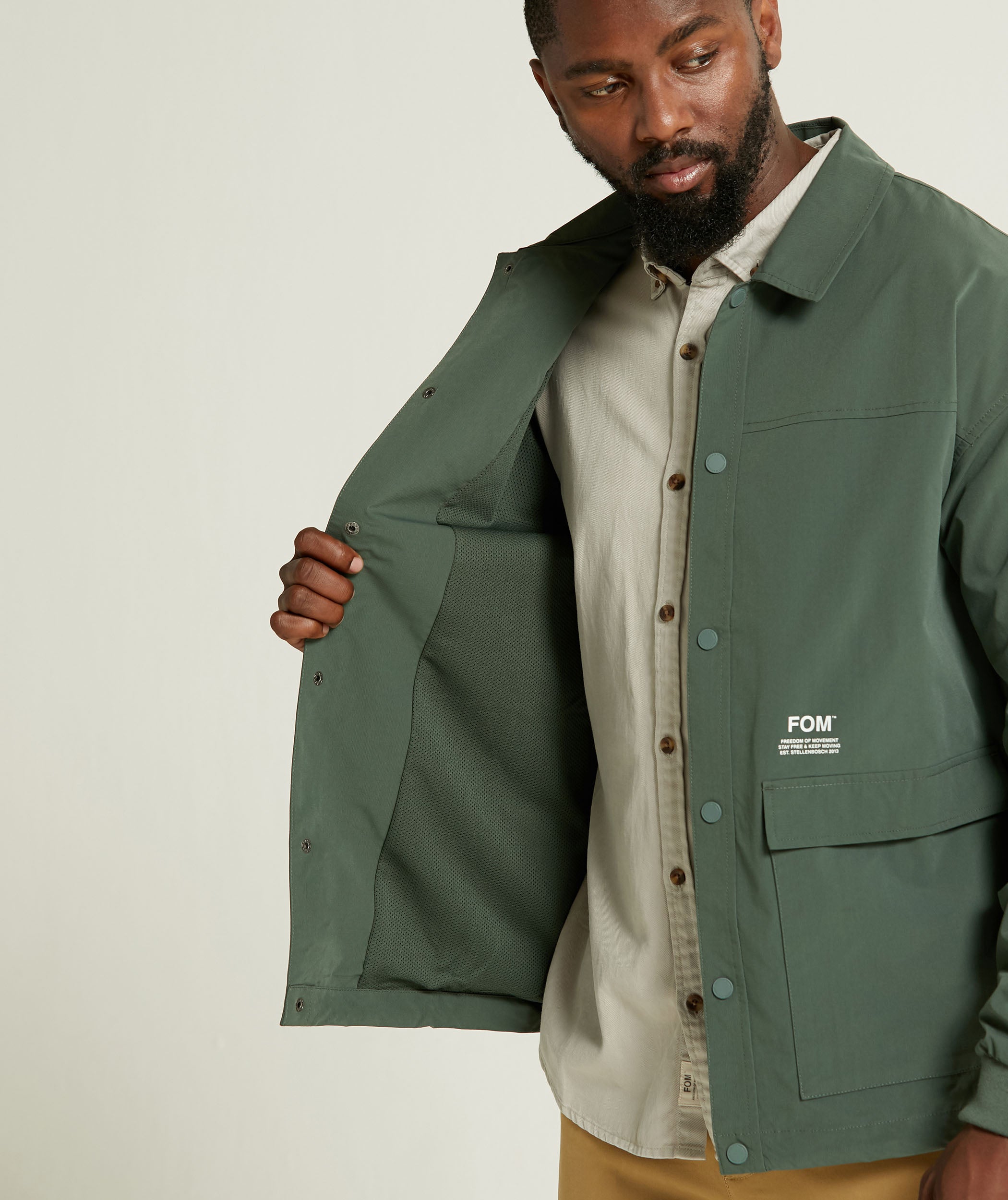 Mens Button Through Jacket - Hunter Green