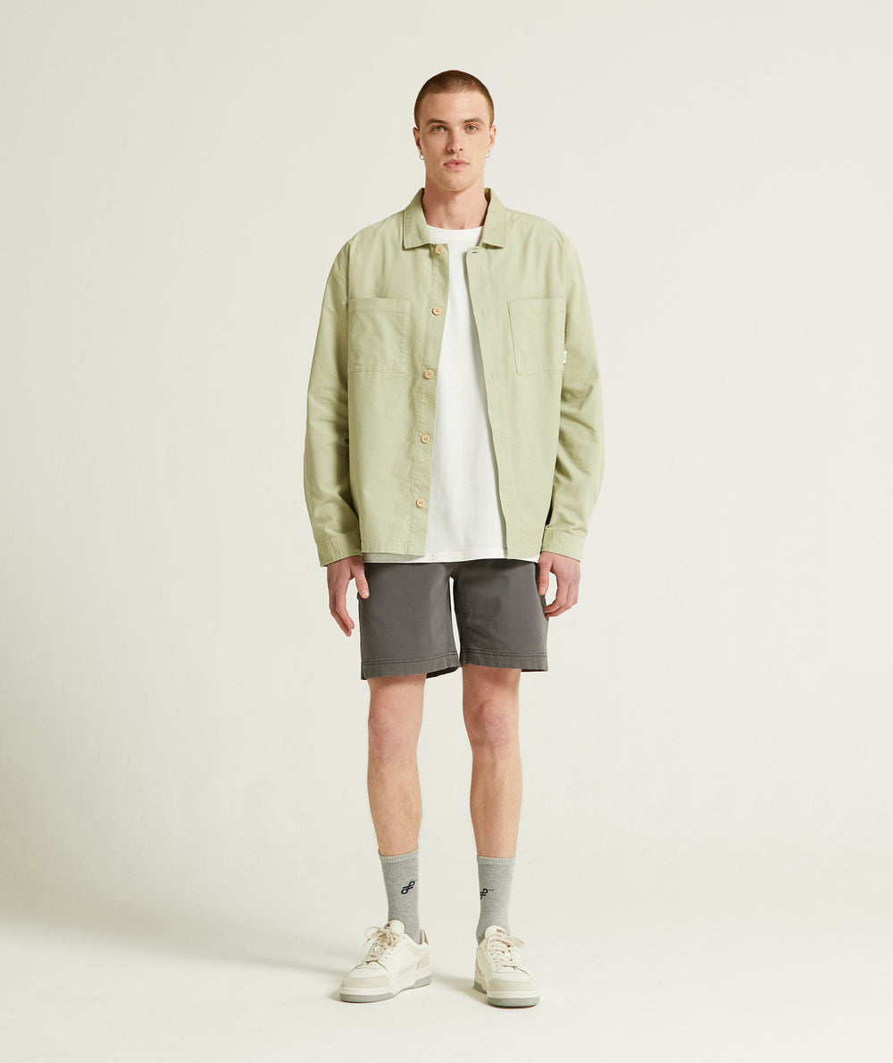 Mens Microcheck Cord Overshirt - Sage Green