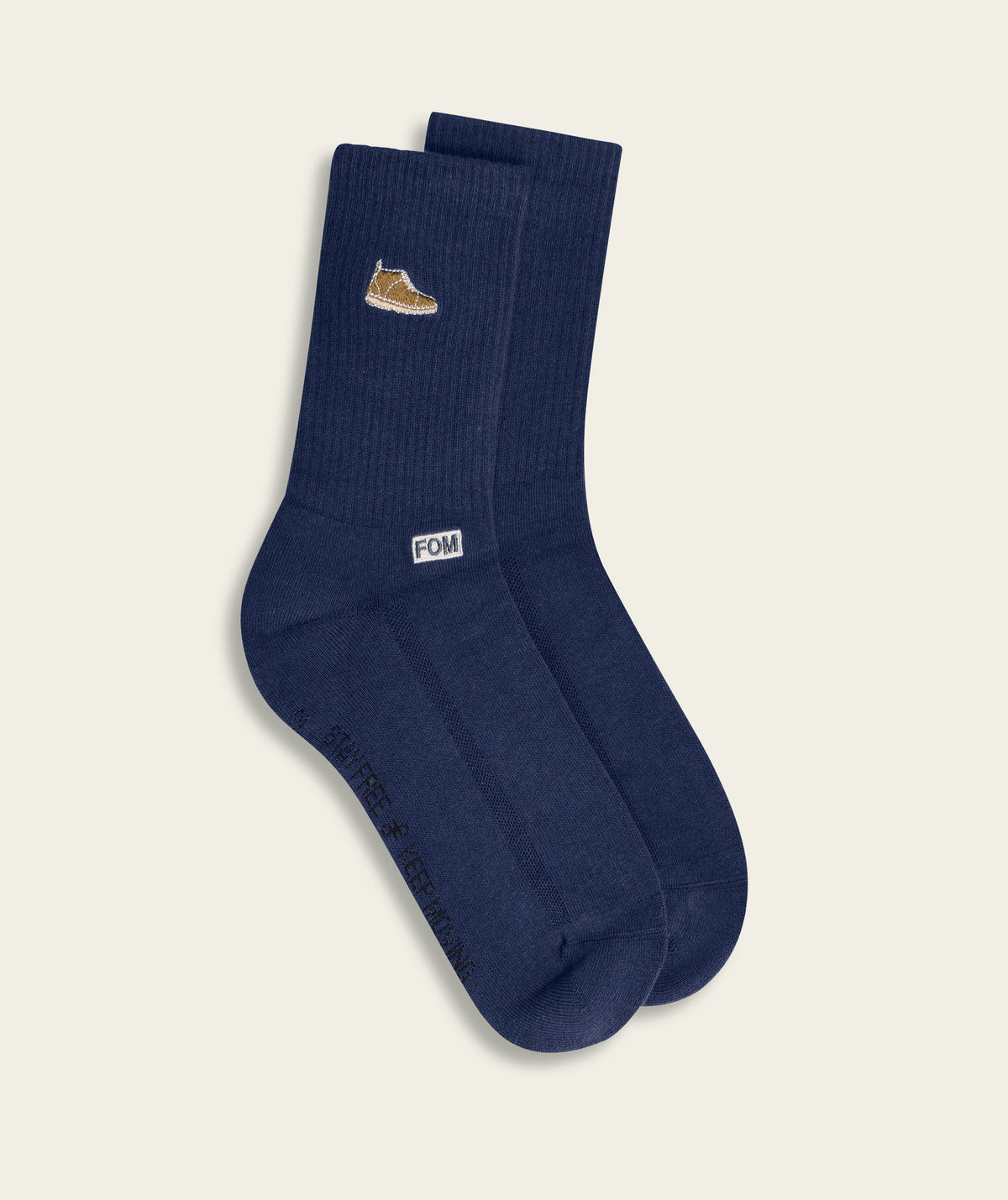 Mens Crew Sock - Airforce Blue/ Vellie Embroidery